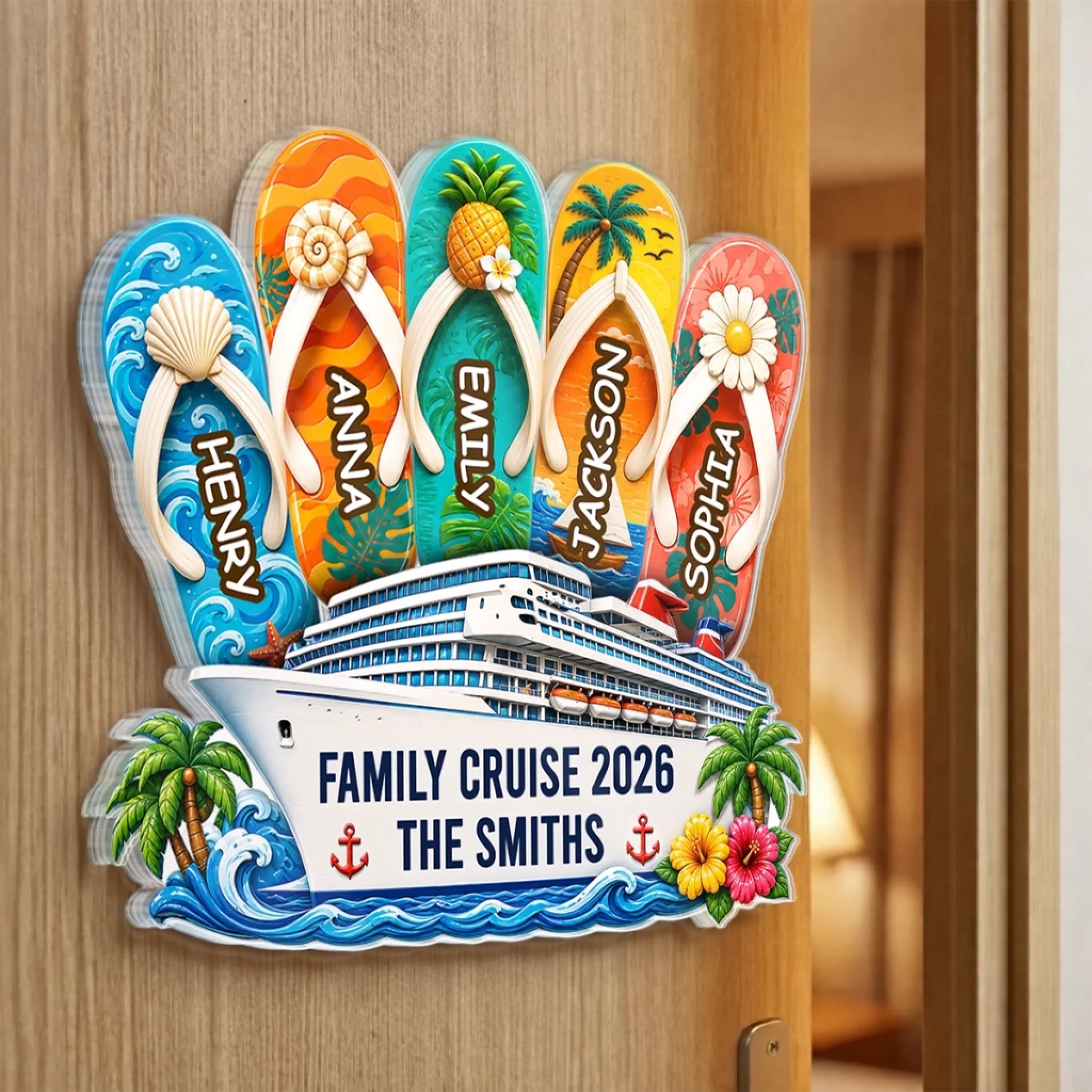 Custom Cruise Ship Door Magnet - Personalized Summer Vacation And Travel Gifts For Mom, Dad, Brother, Sister - Sailing Together