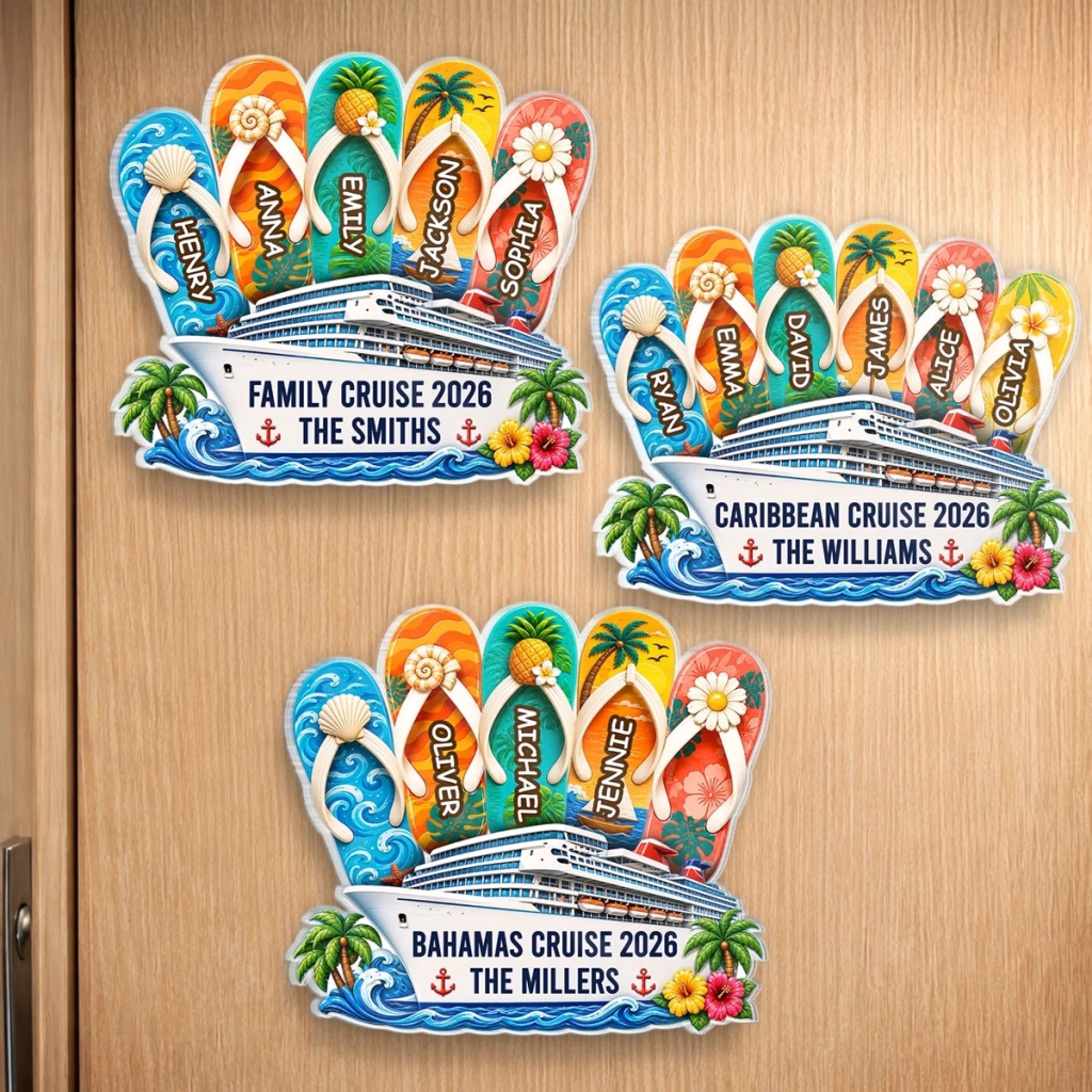 Custom Cruise Ship Door Magnet - Personalized Summer Vacation And Travel Gifts For Mom, Dad, Brother, Sister - Sailing Together