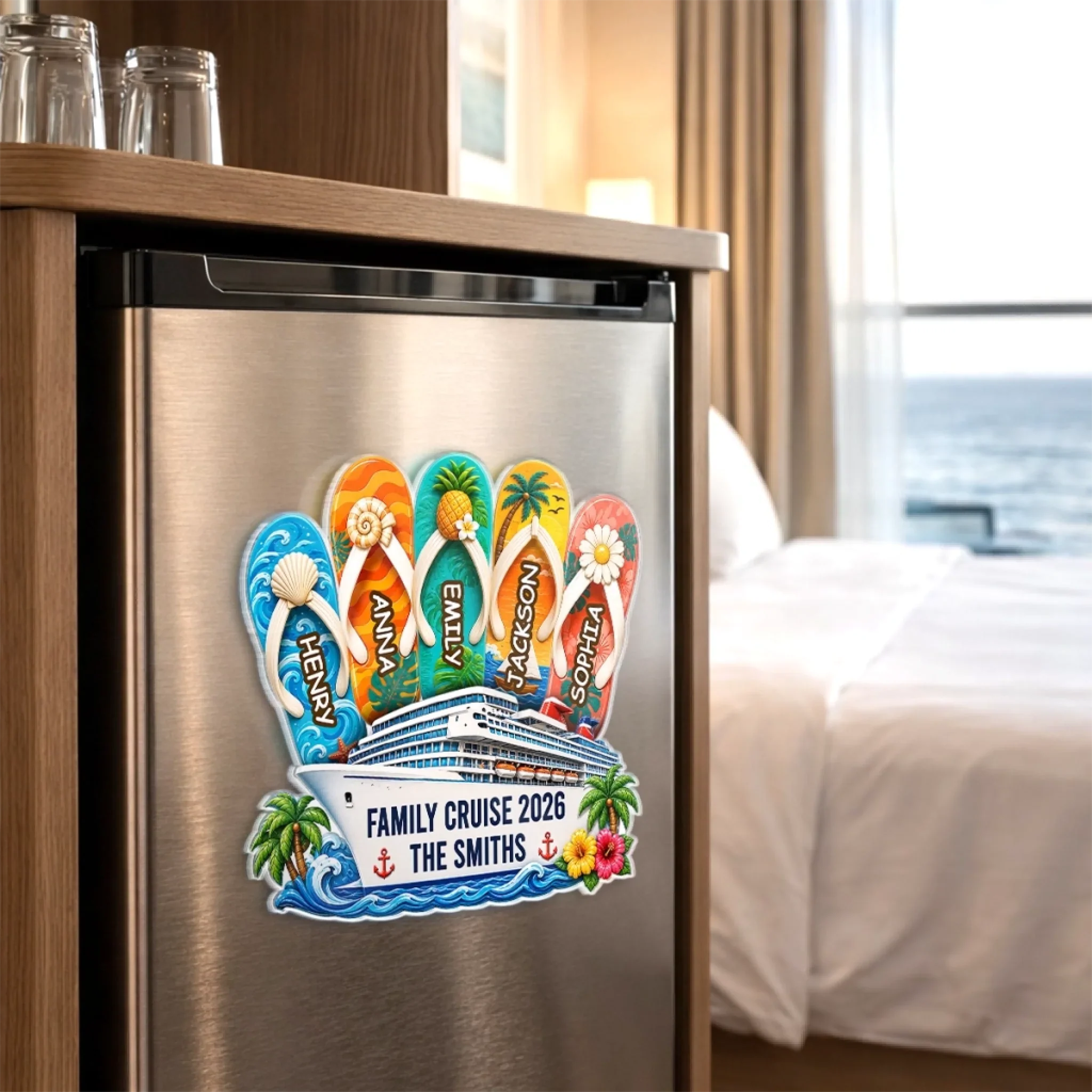 Custom Cruise Ship Door Magnet - Personalized Summer Vacation And Travel Gifts For Mom, Dad, Brother, Sister - Sailing Together
