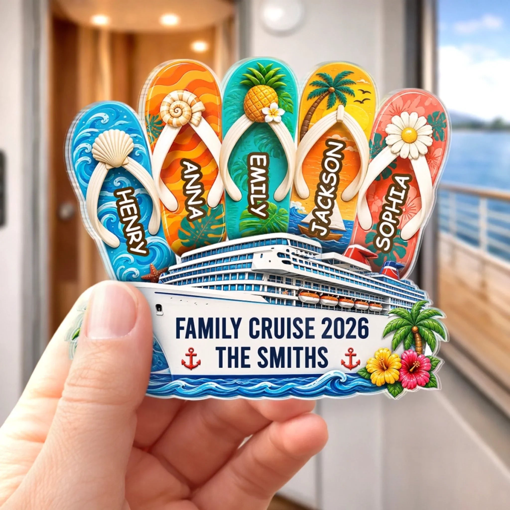 Custom Cruise Ship Door Magnet - Personalized Summer Vacation And Travel Gifts For Mom, Dad, Brother, Sister - Sailing Together