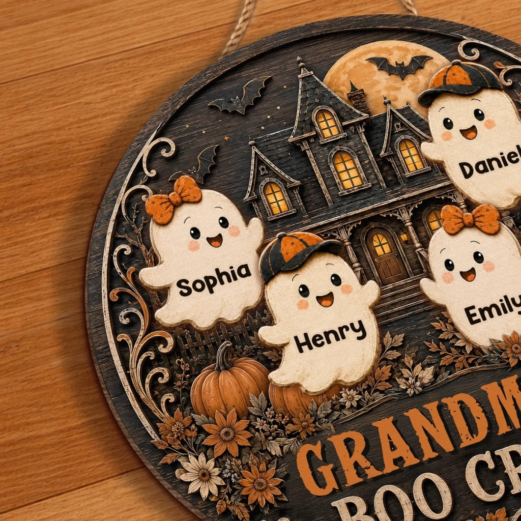 Custom Wood Sign - Personalized Halloween Birthday Gifts For Mom, Grandma - Witching Hour With My Boos