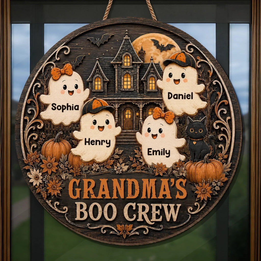 Custom Wood Sign - Personalized Halloween Birthday Gifts For Mom, Grandma - Witching Hour With My Boos
