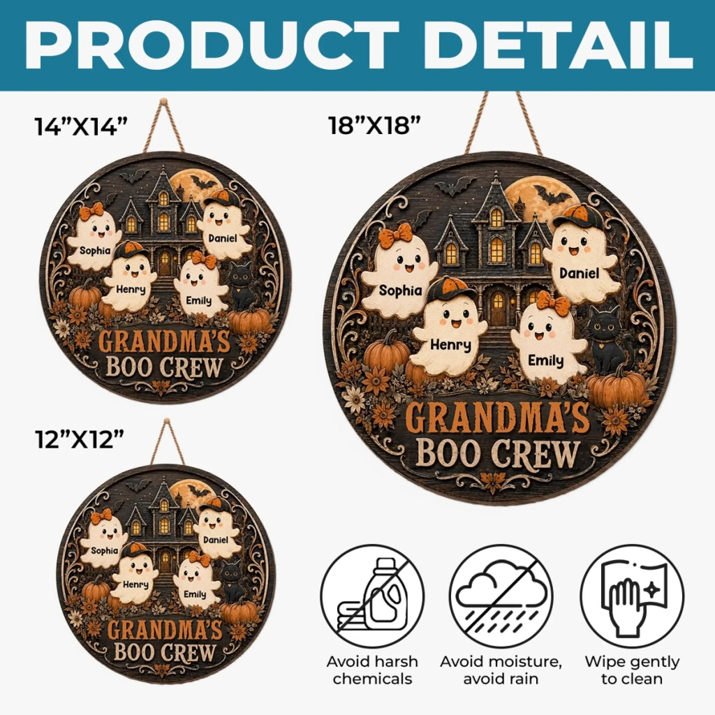 Custom Wood Sign - Personalized Halloween Birthday Gifts For Mom, Grandma - Witching Hour With My Boos