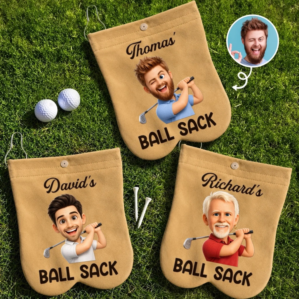 Custom Photo Flannel Golf Ball Bag Sack - Personalized Birthday Gifts For Golf Lovers, Sports Fans, Sports Lovers - Lucky Ball Sack