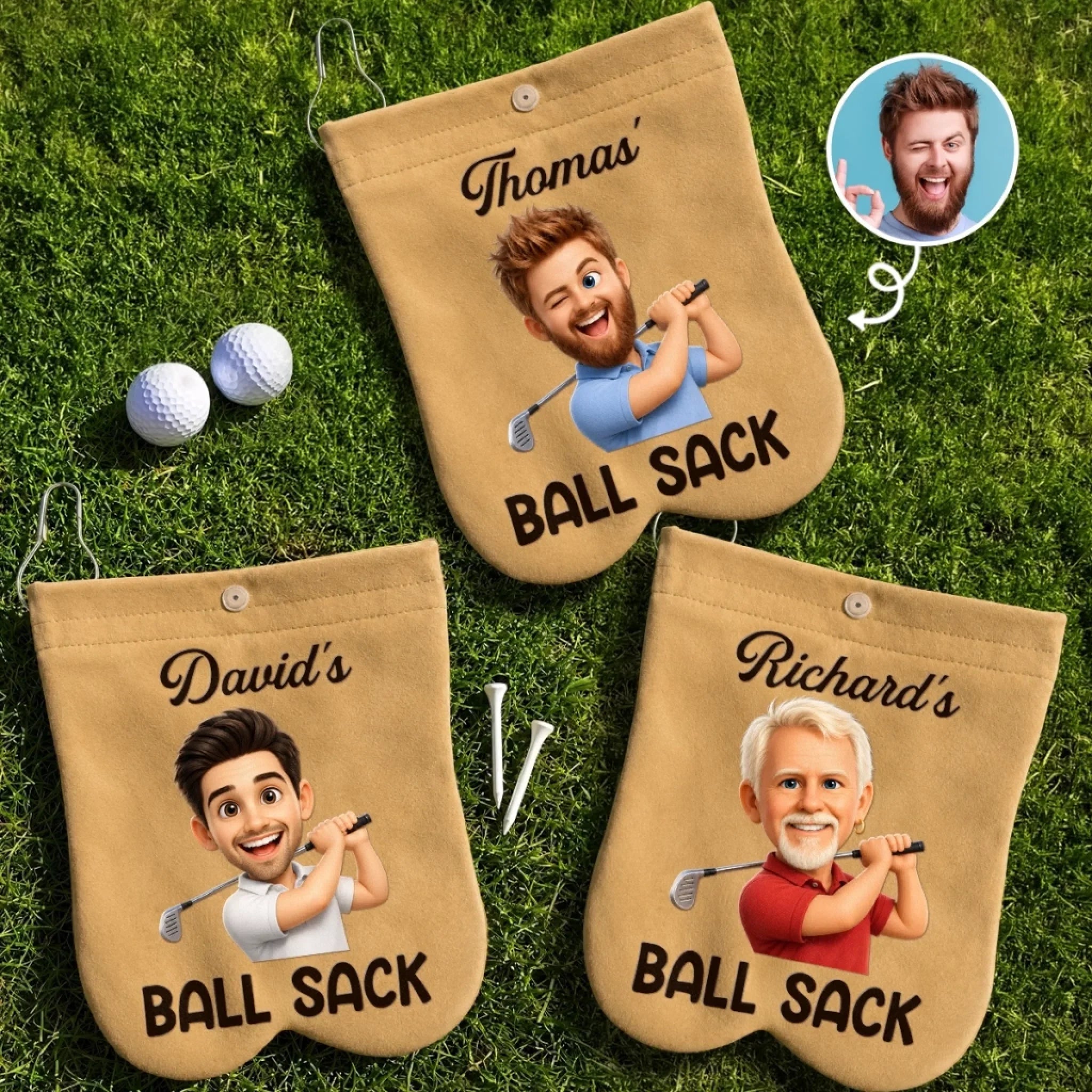 Custom Photo Flannel Golf Ball Bag Sack - Personalized Birthday Gifts For Golf Lovers, Sports Fans, Sports Lovers - Lucky Ball Sack