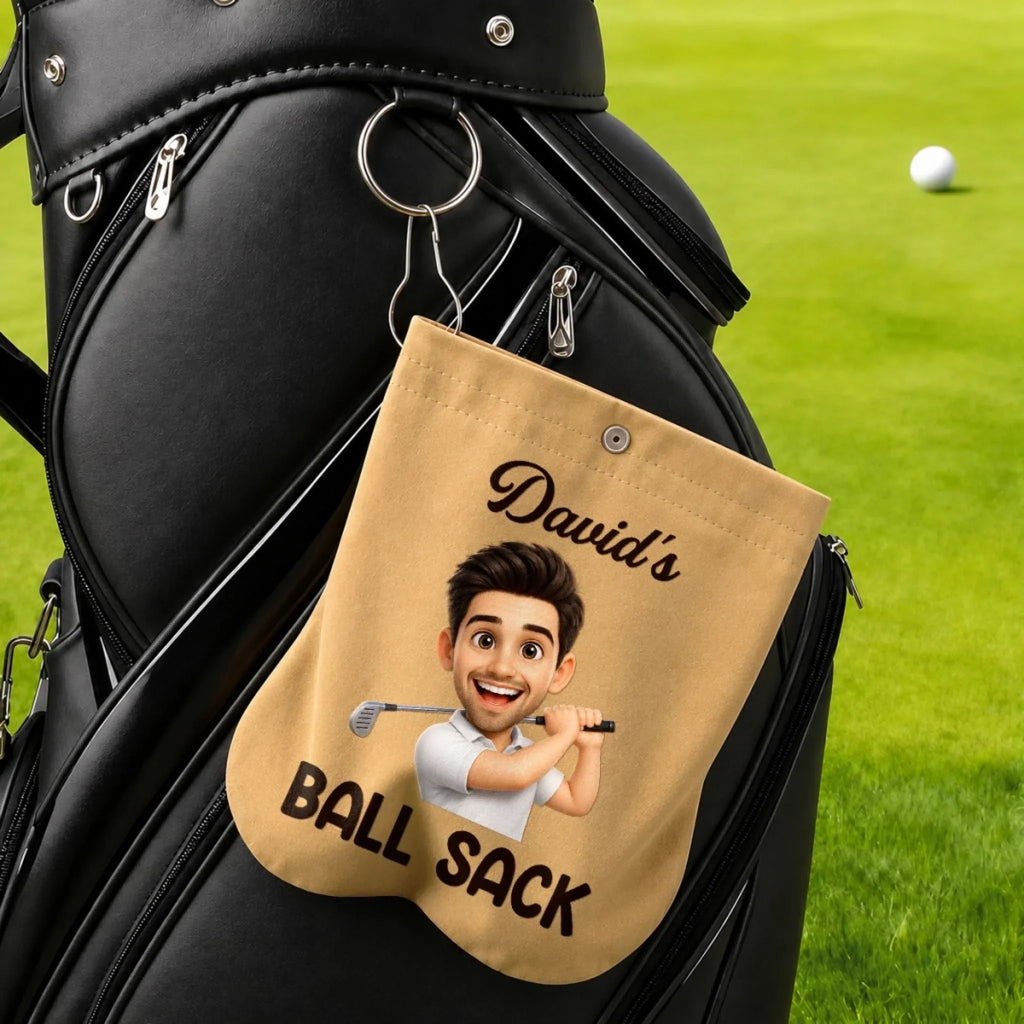 Custom Photo Flannel Golf Ball Bag Sack - Personalized Birthday Gifts For Golf Lovers, Sports Fans, Sports Lovers - Lucky Ball Sack