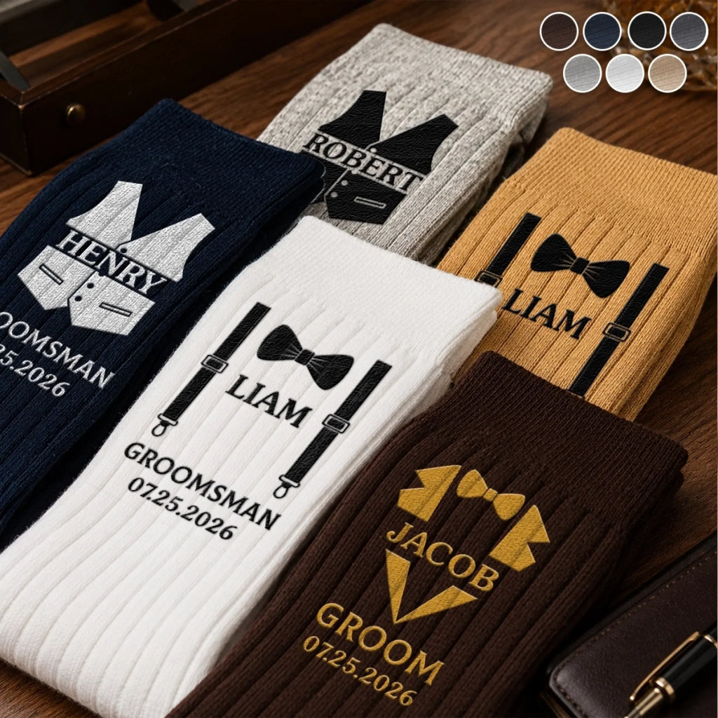 Custom Embroidered Socks - Personalized Groomsmen Proposal Wedding Gifts For Groomsmen - One Epic Crew