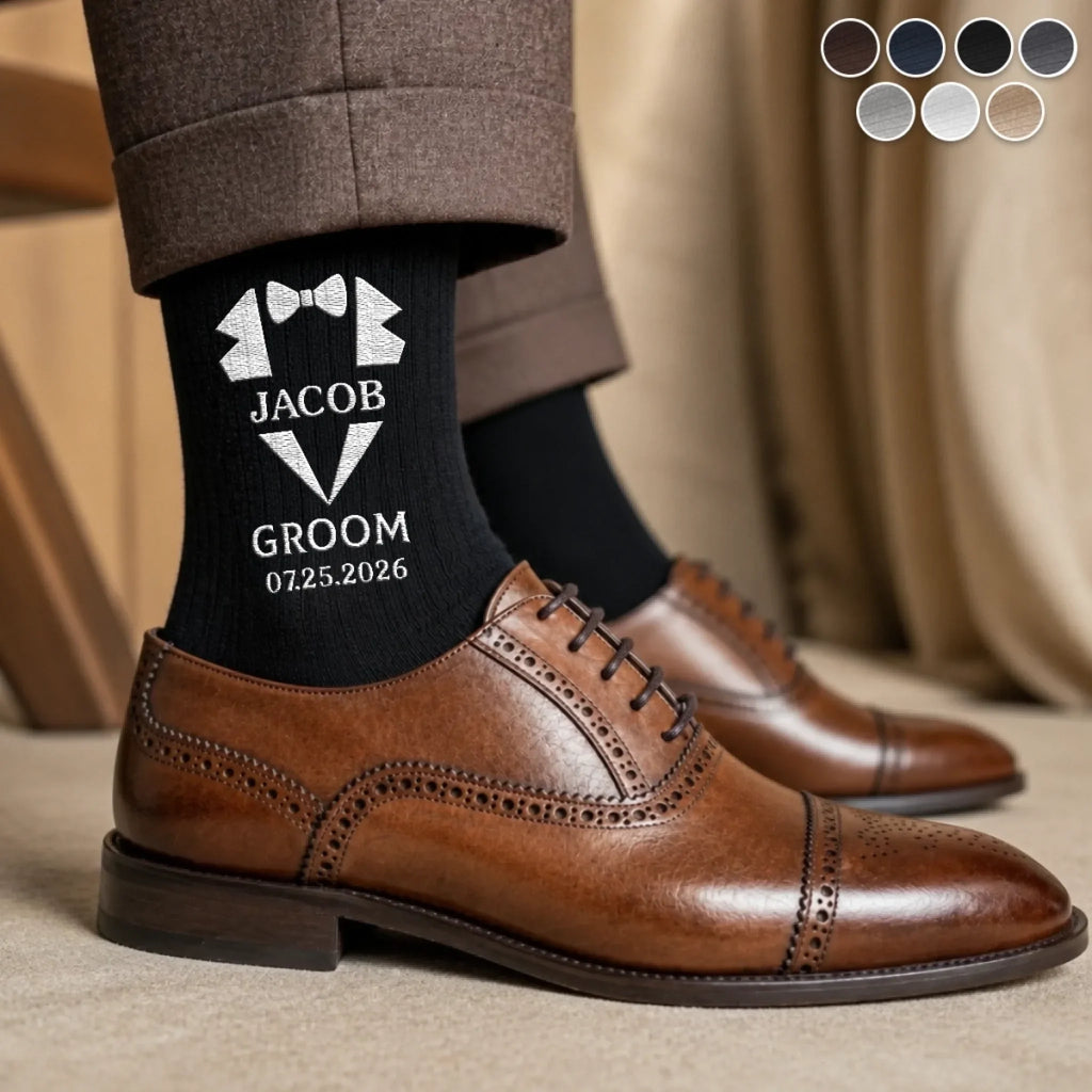 Custom Embroidered Socks - Personalized Groomsmen Proposal Wedding Gifts For Groomsmen - One Epic Crew