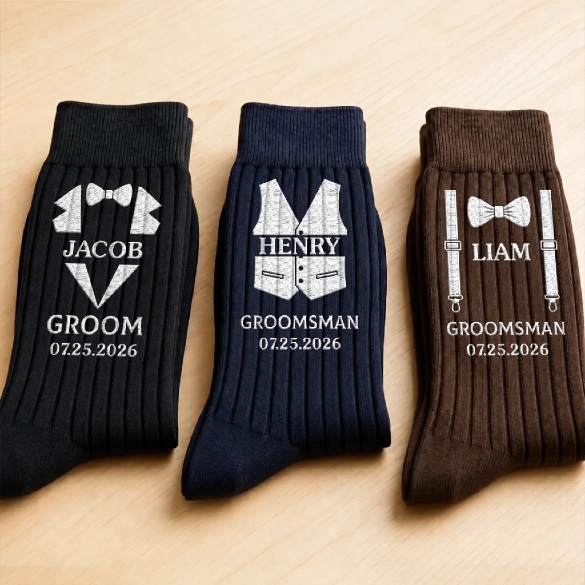 Custom Embroidered Socks - Personalized Groomsmen Proposal Wedding Gifts For Groomsmen - One Epic Crew