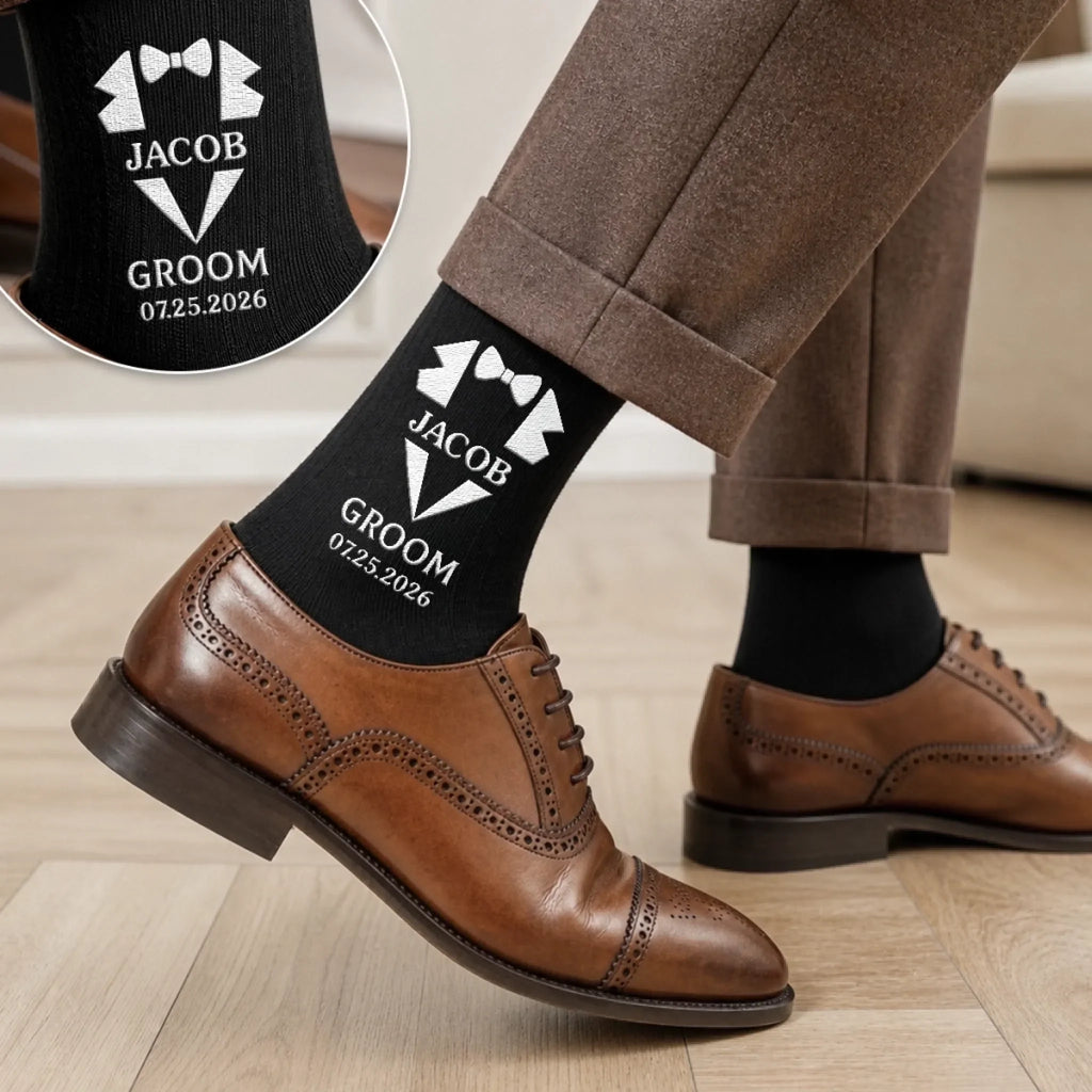 Custom Embroidered Socks - Personalized Groomsmen Proposal Wedding Gifts For Groomsmen - One Epic Crew