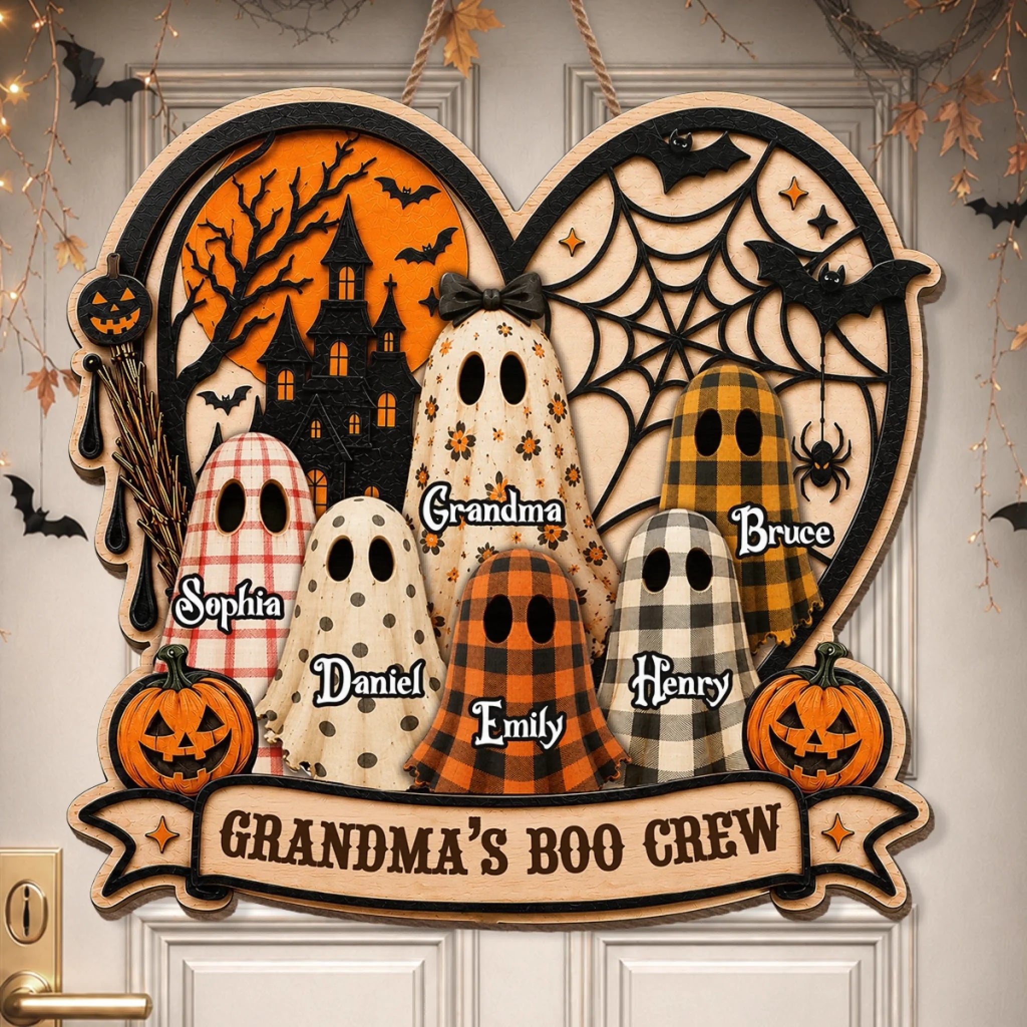 Custom Wood Sign - Personalized Halloween Birthday Gifts For Mom, Grandma - My Favorite Little Boos