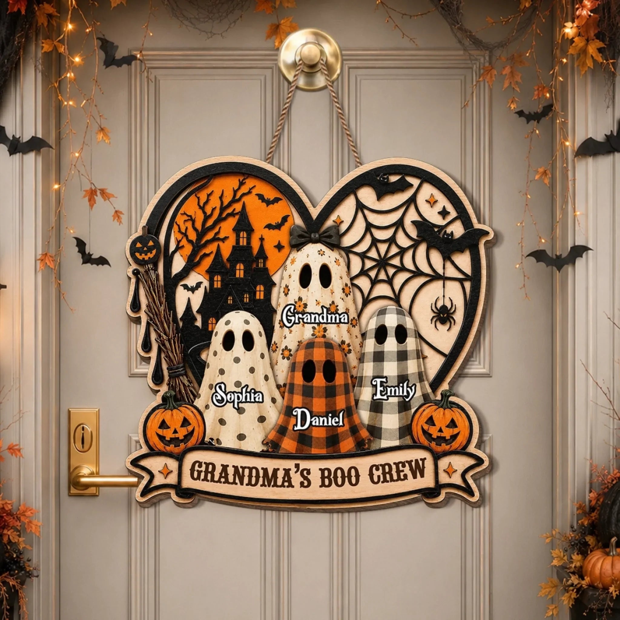 Custom Wood Sign - Personalized Halloween Birthday Gifts For Mom, Grandma - My Favorite Little Boos