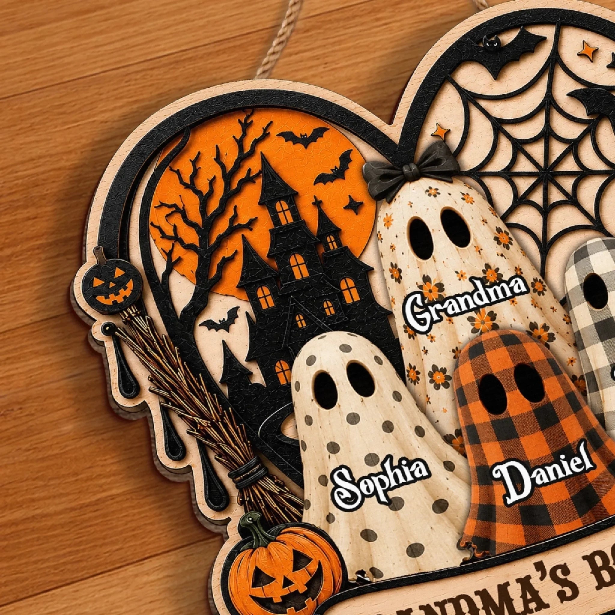 Custom Wood Sign - Personalized Halloween Birthday Gifts For Mom, Grandma - My Favorite Little Boos
