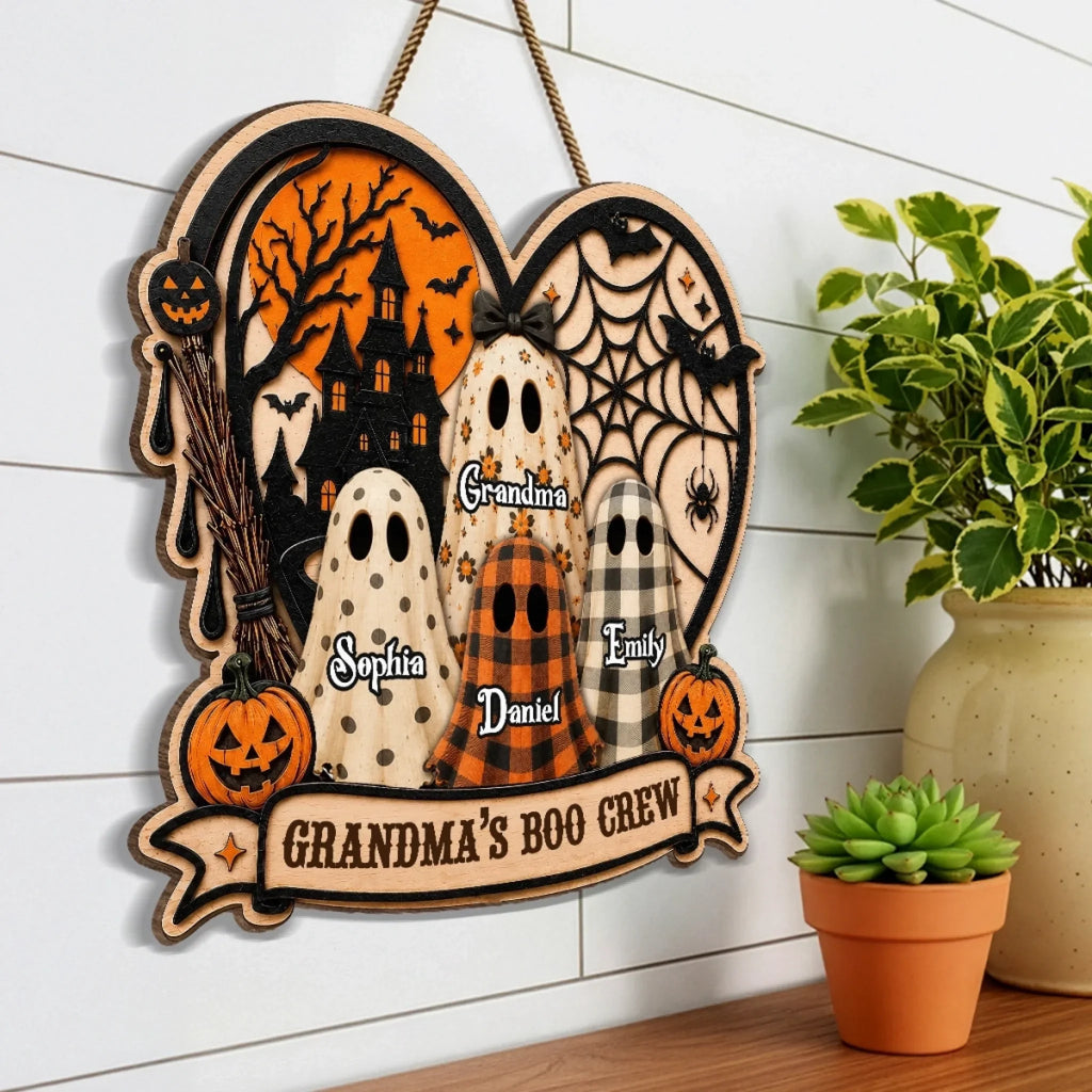 Custom Wood Sign - Personalized Halloween Birthday Gifts For Mom, Grandma - My Favorite Little Boos