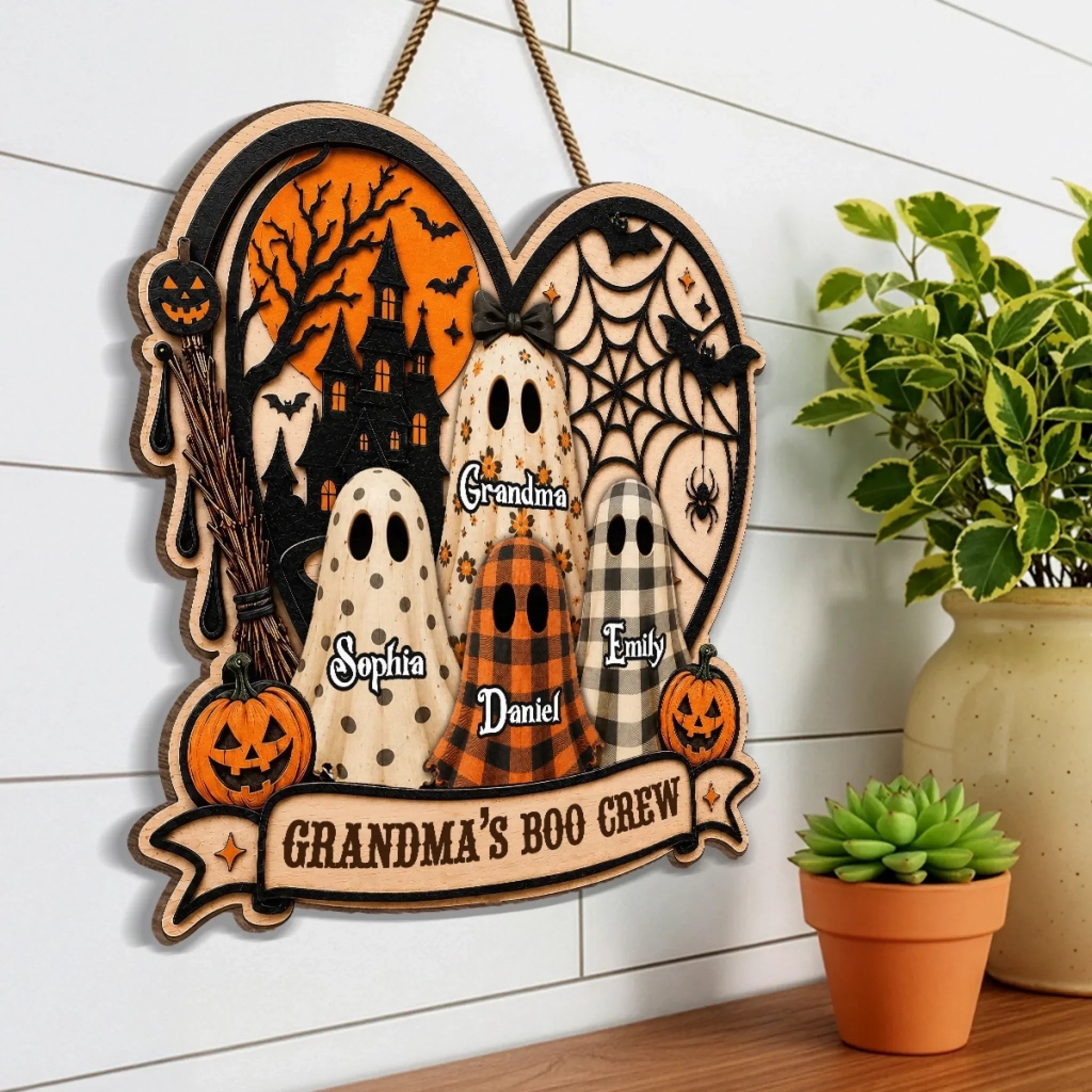 Custom Wood Sign - Personalized Halloween Birthday Gifts For Mom, Grandma - My Favorite Little Boos