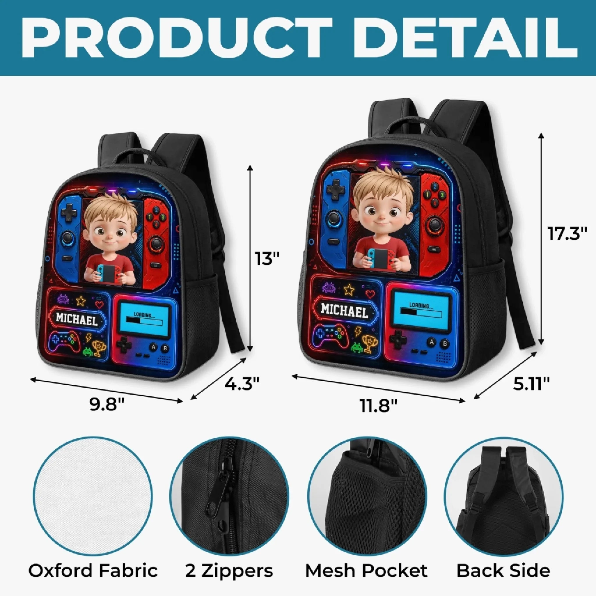 Custom Kids Front Printed Backpack - Personalized Back To School Gifts For Kids - Play Learn Win