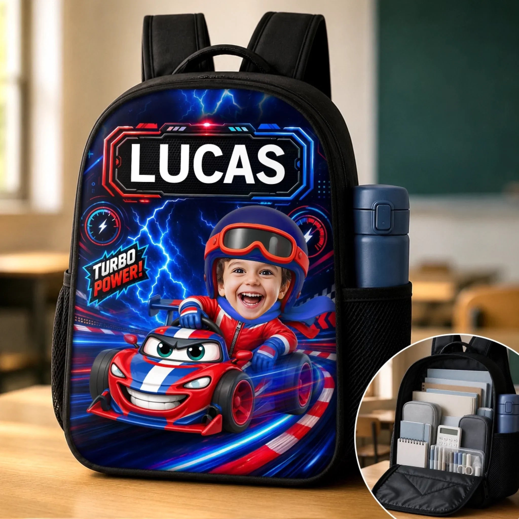 Custom Photo Kids Front Printed Backpack - Personalized Back To School Gifts For Kids - Cruising Into Fun