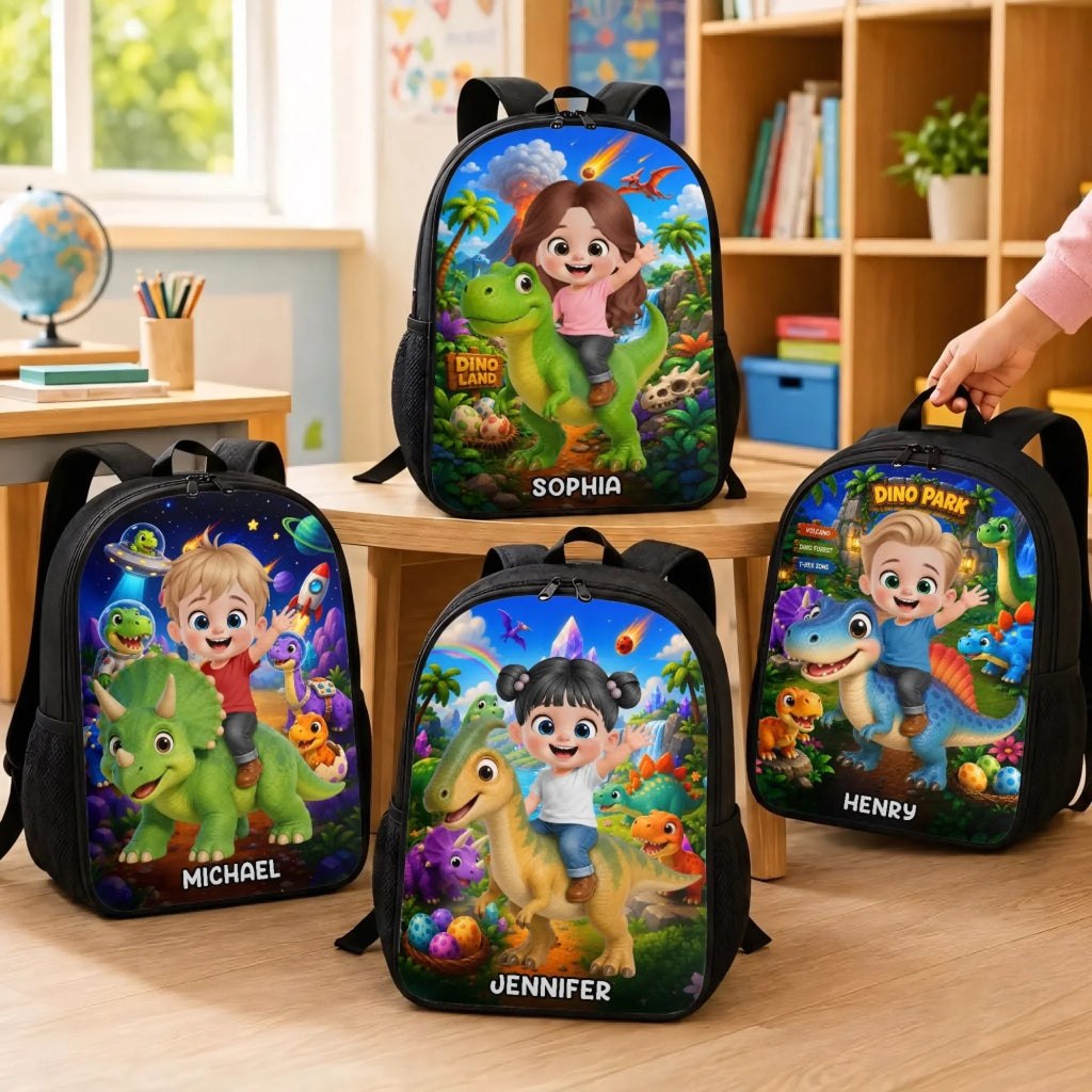 Custom Kids Front Printed Backpack - Personalized Back To School Gifts For Kids - Roar Into Fun