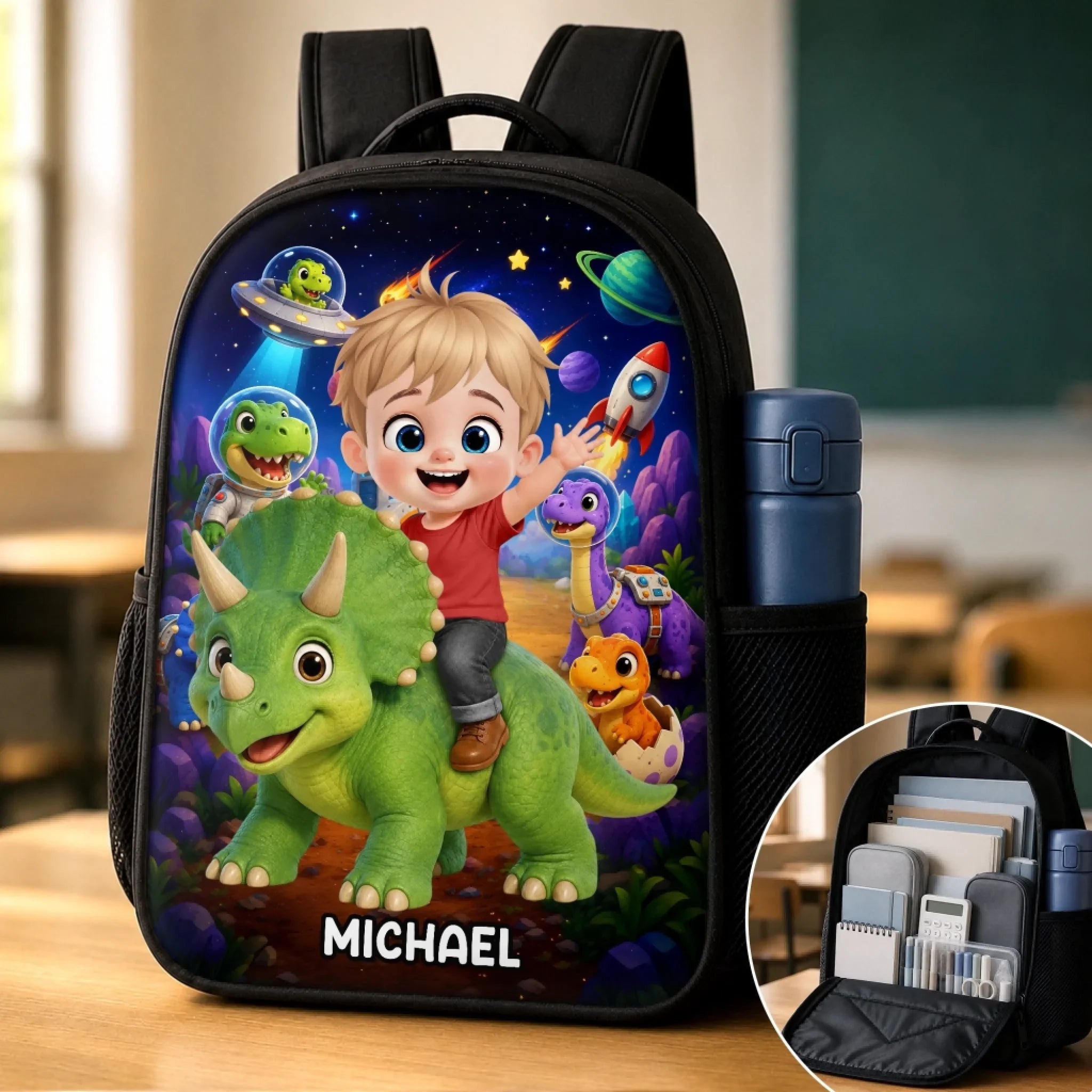 Custom Kids Front Printed Backpack - Personalized Back To School Gifts For Kids - Roar Into Fun