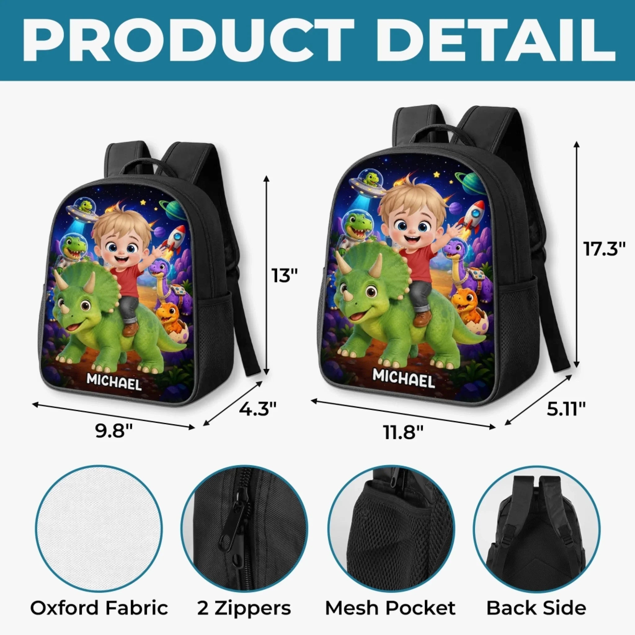 Custom Kids Front Printed Backpack - Personalized Back To School Gifts For Kids - Roar Into Fun