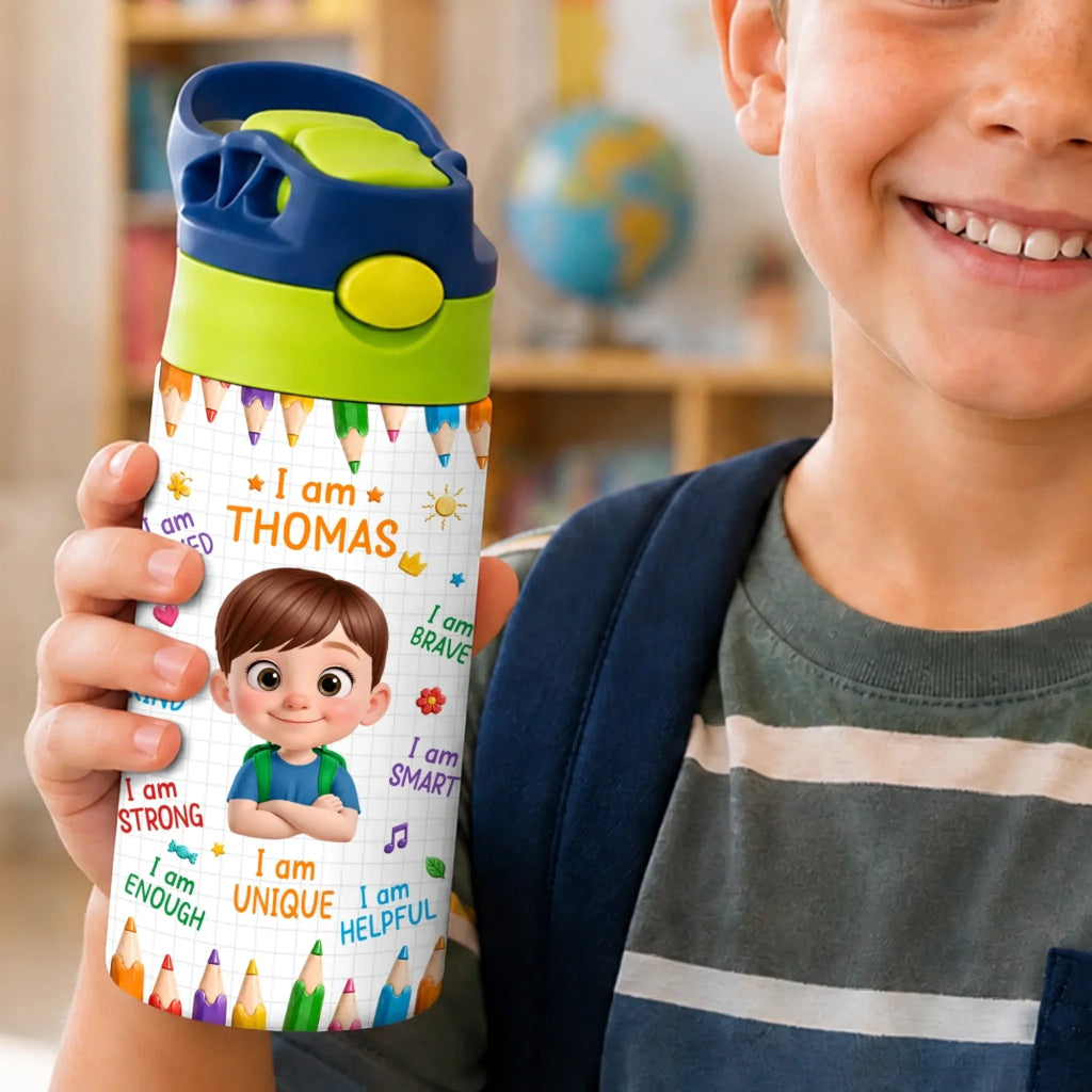 Custom Kids Insulated Water Bottle - Personalized Back To School Gifts For Kids - Ready Set Learn