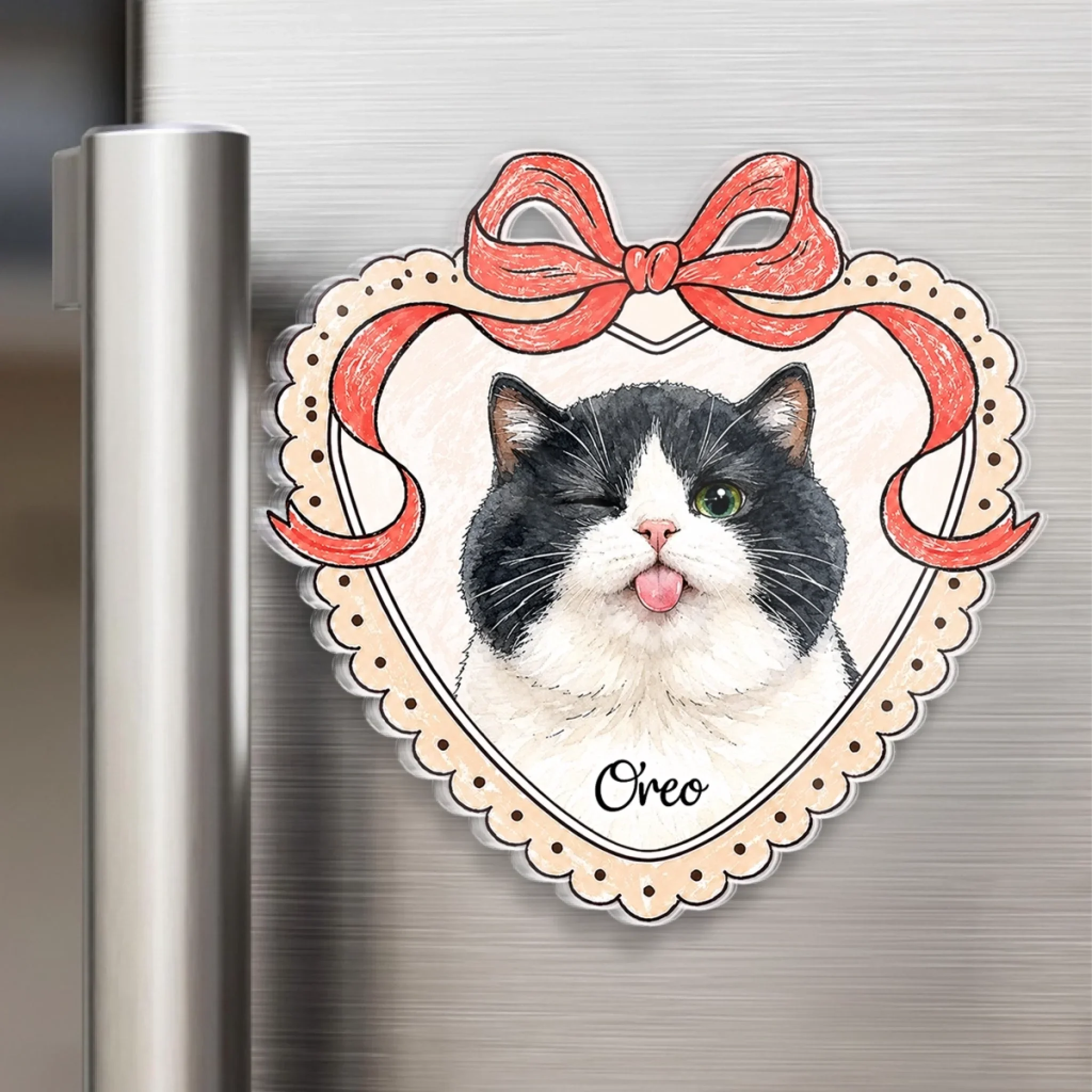 Custom Photo Acrylic Fridge Magnet - Personalized Birthday Gifts For Dog Cat Lovers, Dog Dad And Mom, Cat Owners - Keep Your Furry Bestie Close
