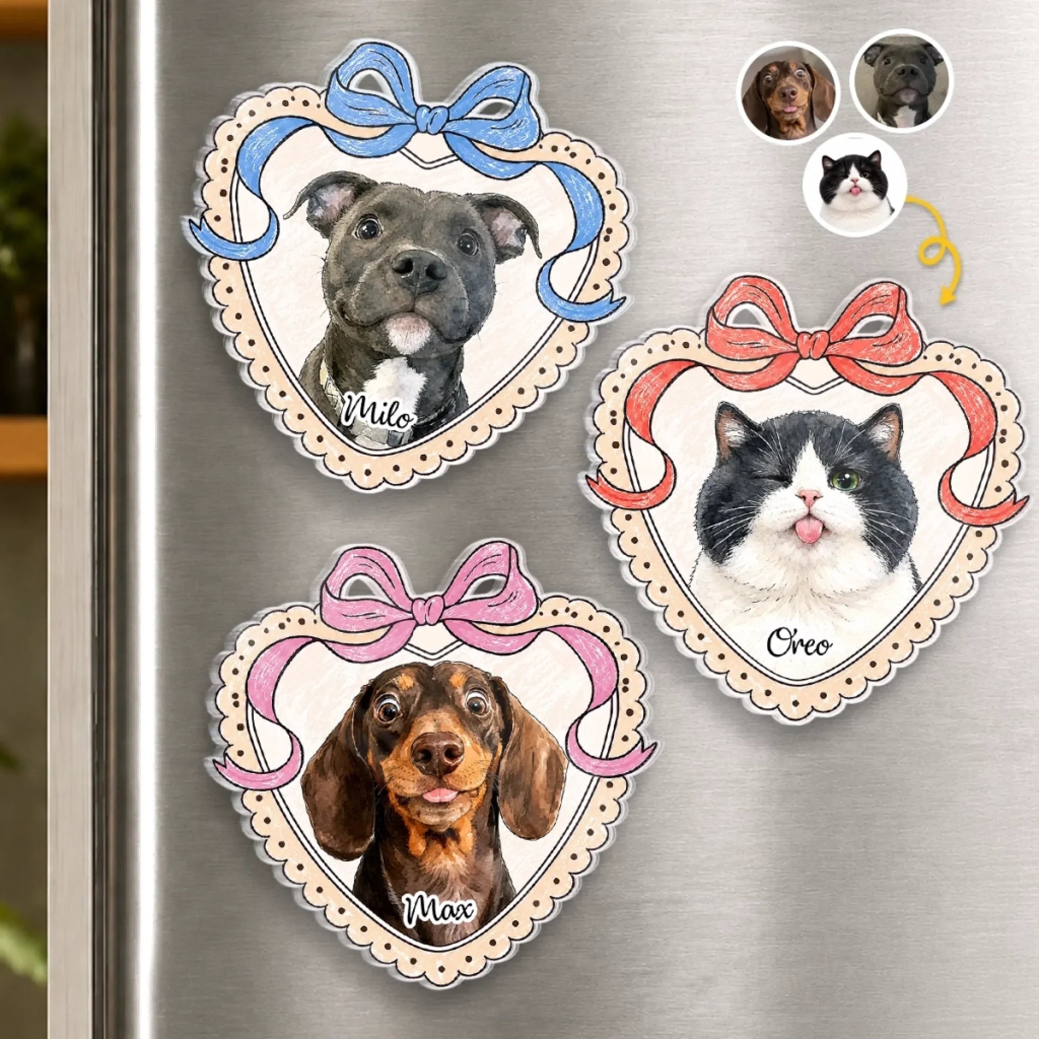 Custom Photo Acrylic Fridge Magnet - Personalized Birthday Gifts For Dog Cat Lovers, Dog Dad And Mom, Cat Owners - Keep Your Furry Bestie Close