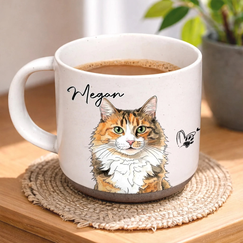 Custom Photo Pottery Mug - Personalized Birthday Gifts For Dog Cat Lovers, Dog Dad And Mom, Cat Owners - A Piece Of Art, Lots Of Love