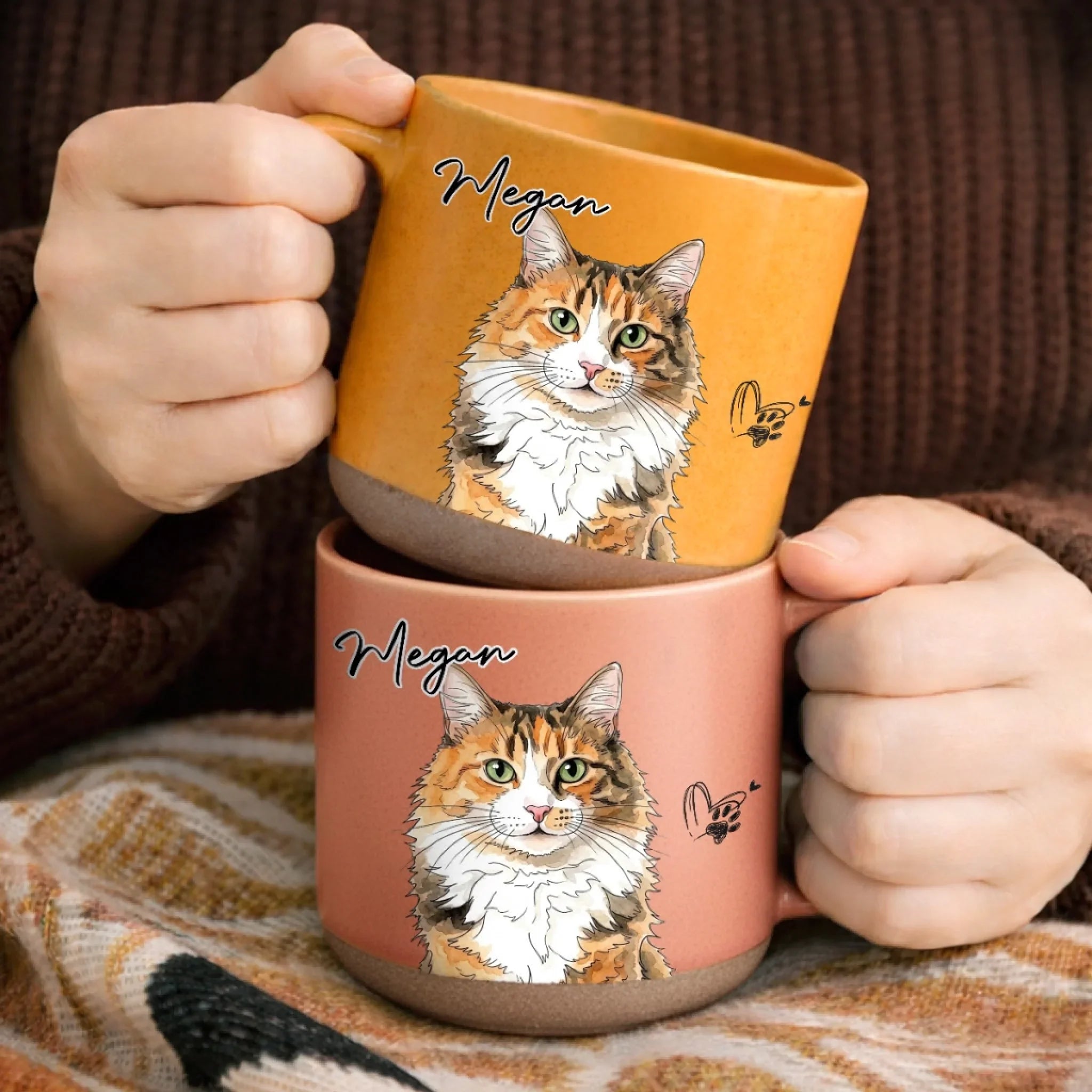 Custom Photo Pottery Mug - Personalized Birthday Gifts For Dog Cat Lovers, Dog Dad And Mom, Cat Owners - A Piece Of Art, Lots Of Love