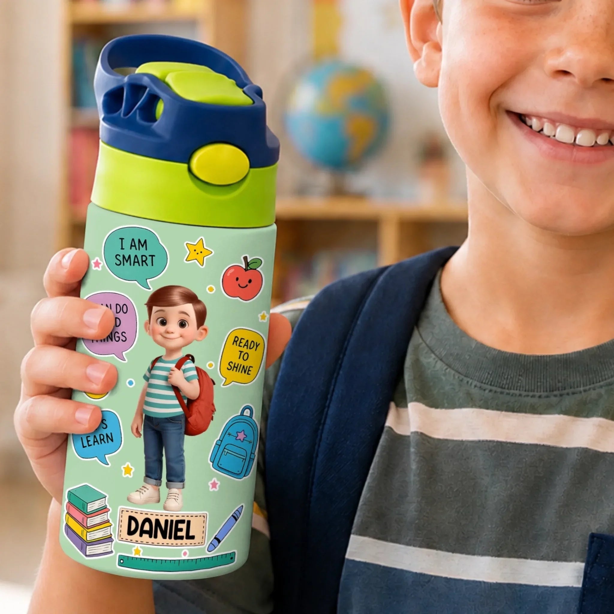 Custom Kids Insulated Water Bottle - Personalized Back To School Gifts For Kids - Ready For A Great Year