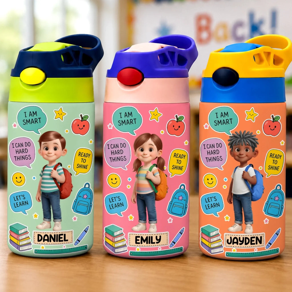 Custom Kids Insulated Water Bottle - Personalized Back To School Gifts For Kids - Ready For A Great Year