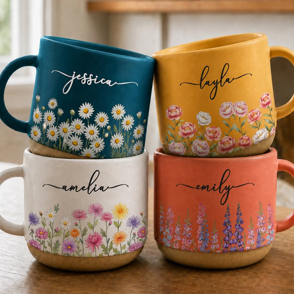 Custom Pottery Mug - Personalized Birthday Gifts For Wife, Daughter, Besties, Sisters, Granddaughter, Grandma, Mom, Yourself - Embracing My Inner Bloom