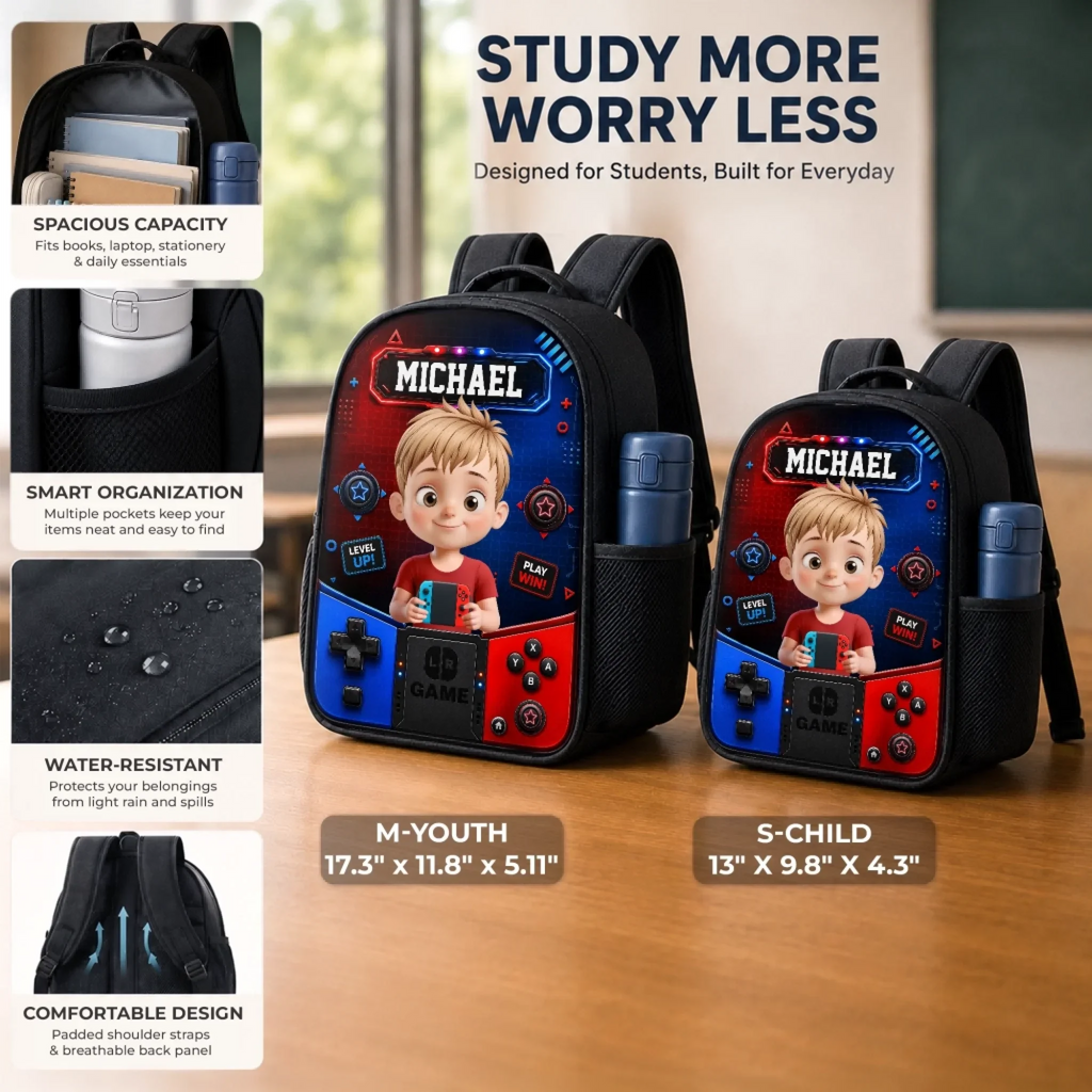 Custom Kids Front Printed Backpack - Personalized Back To School Gifts For Kids - Ready For Class