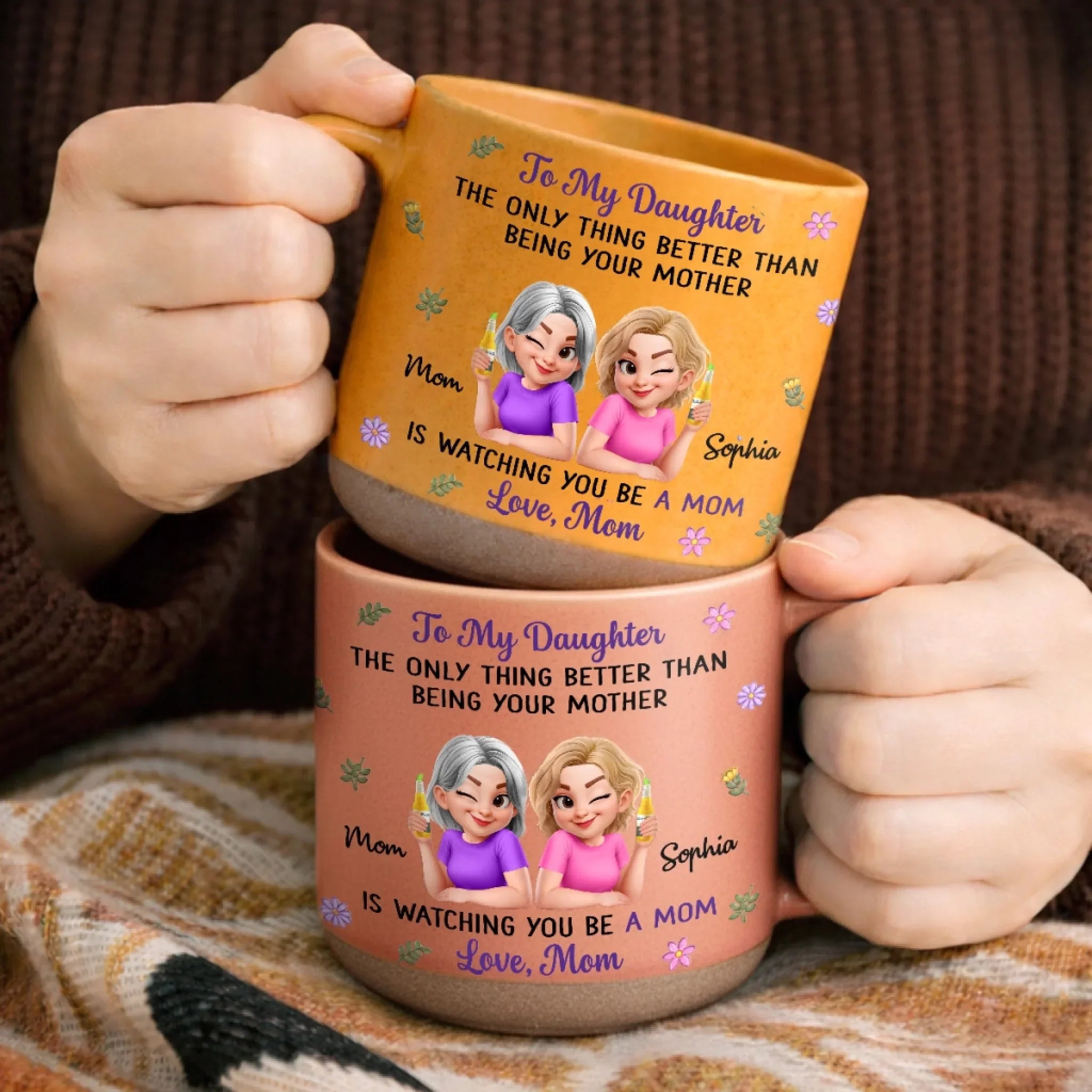 Custom Pottery Mug - Personalized Birthday Gifts For Daughter - Proud Of The Mother You Are