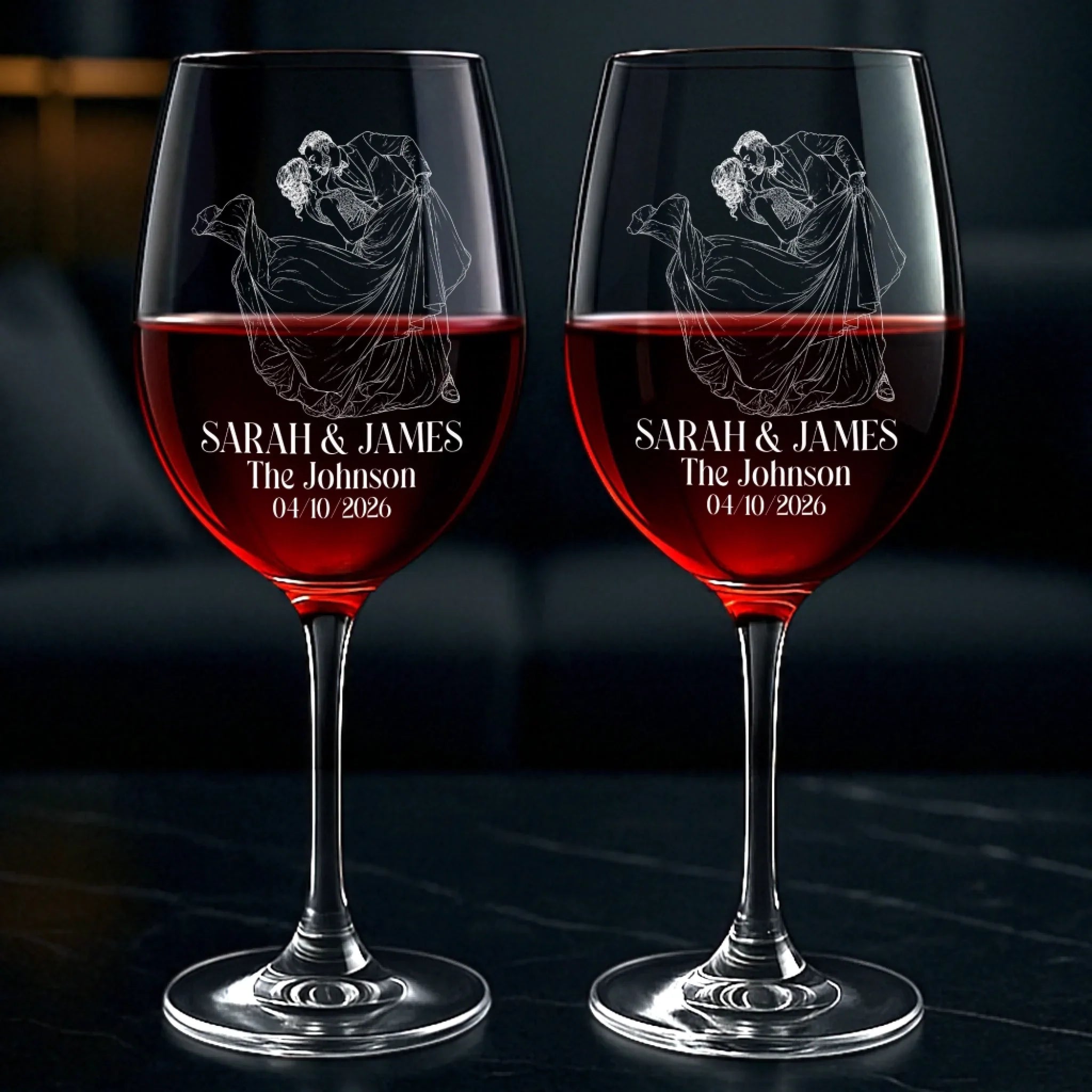 Custom Photo Stemmed Wine Glass - Personalized Anniversary Wedding Gifts For Husband And Wife, Him And Her - Our Love, Our Story