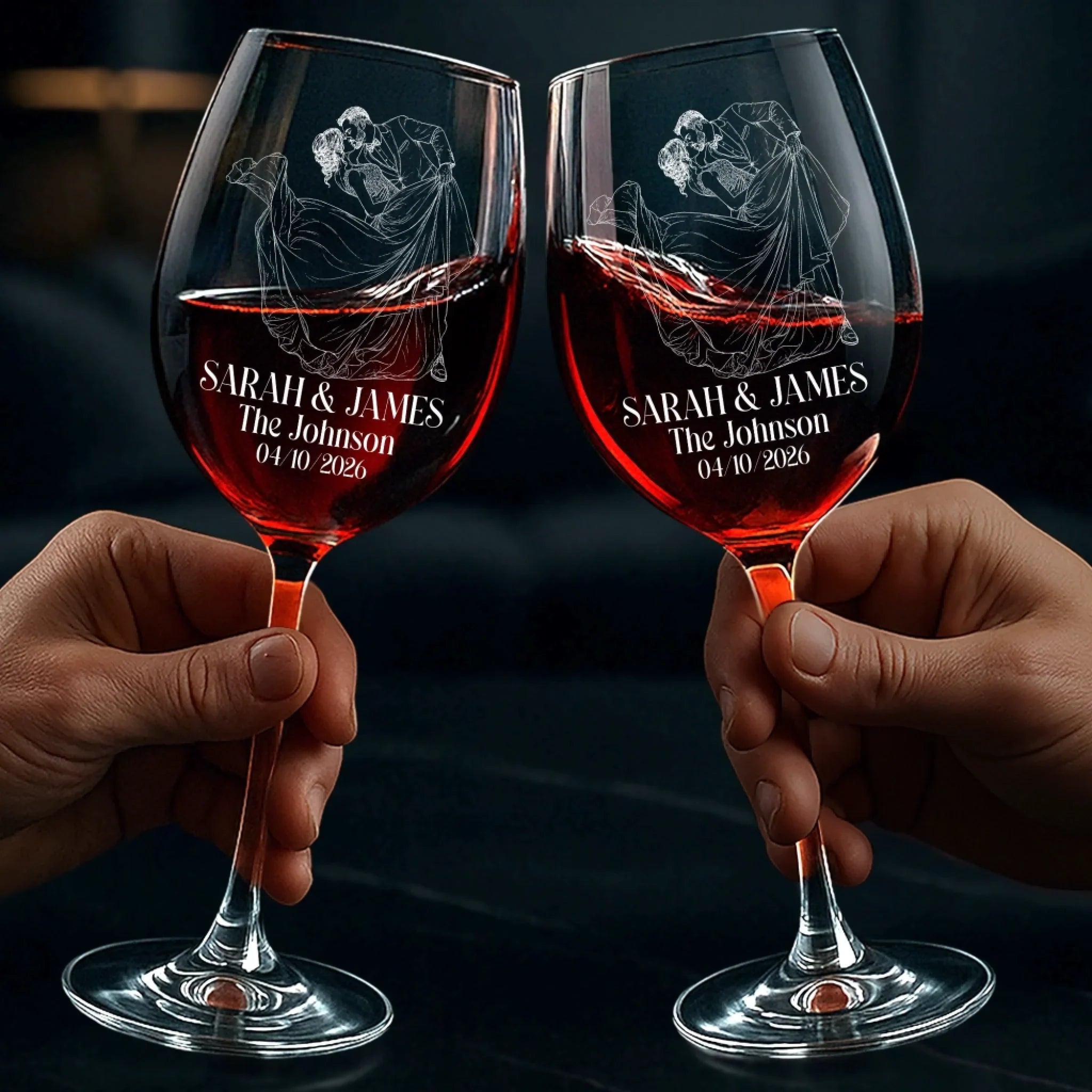 Custom Photo Stemmed Wine Glass - Personalized Anniversary Wedding Gifts For Husband And Wife, Him And Her - Our Love, Our Story