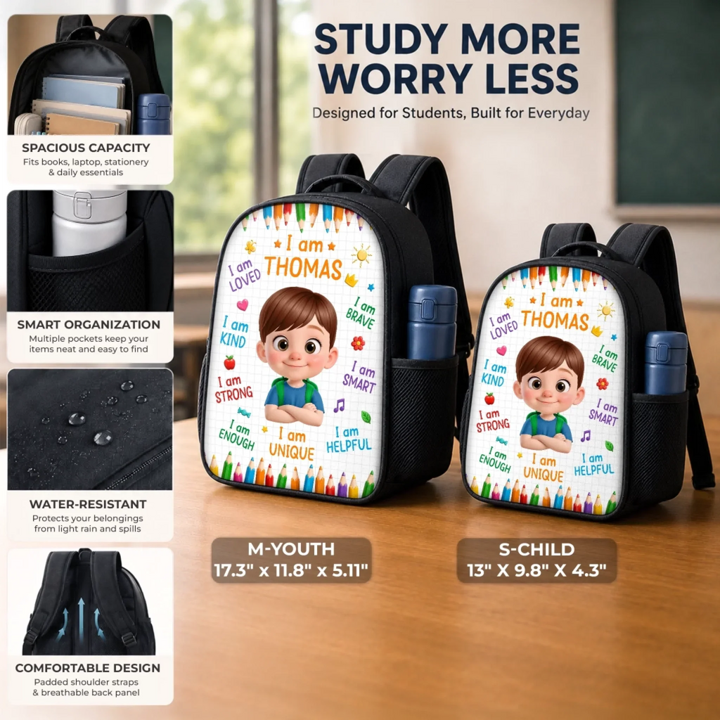 Custom Kids Front Printed Backpack - Personalized Back To School Gifts For Kids - I Am Strong