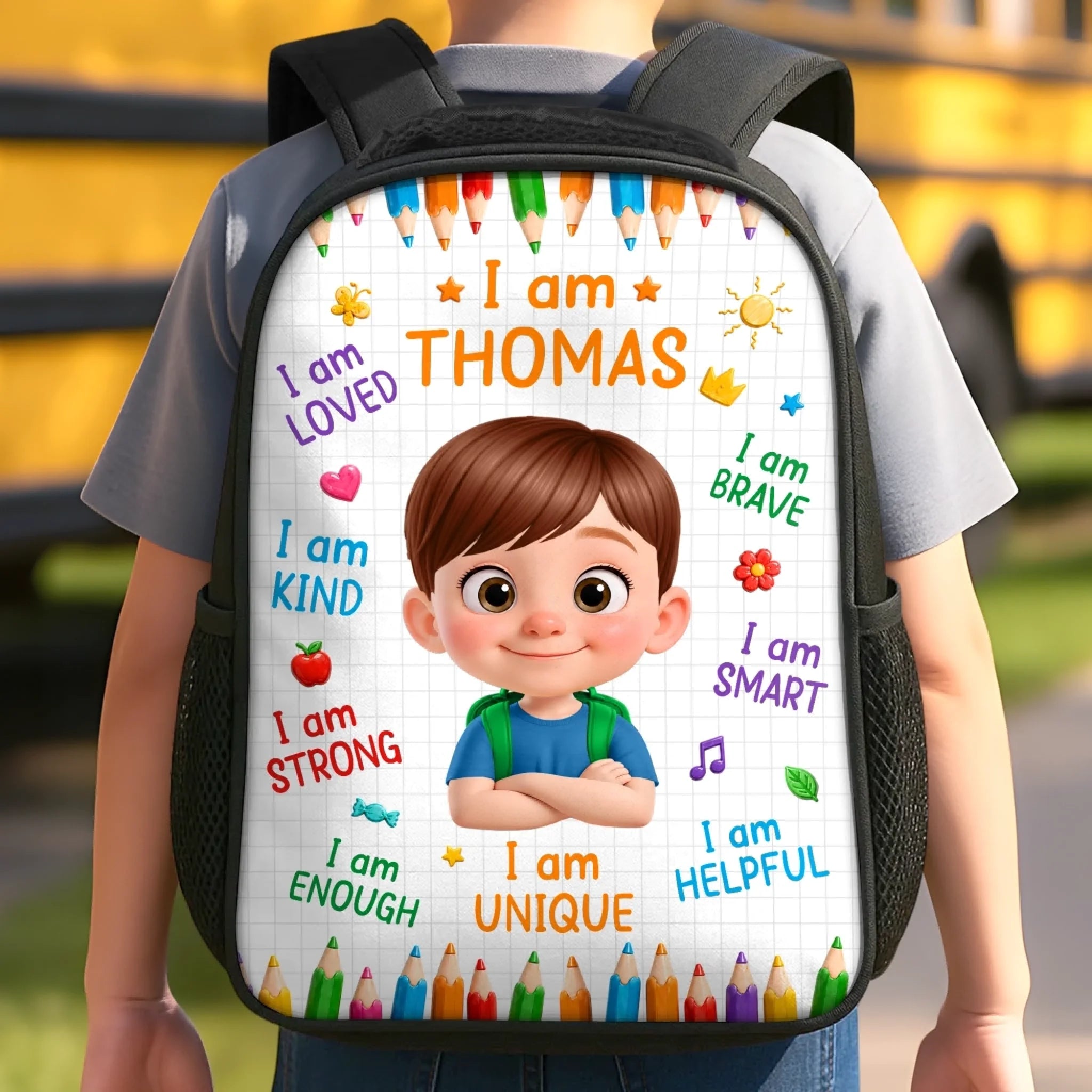 Custom Kids Front Printed Backpack - Personalized Back To School Gifts For Kids - I Am Strong