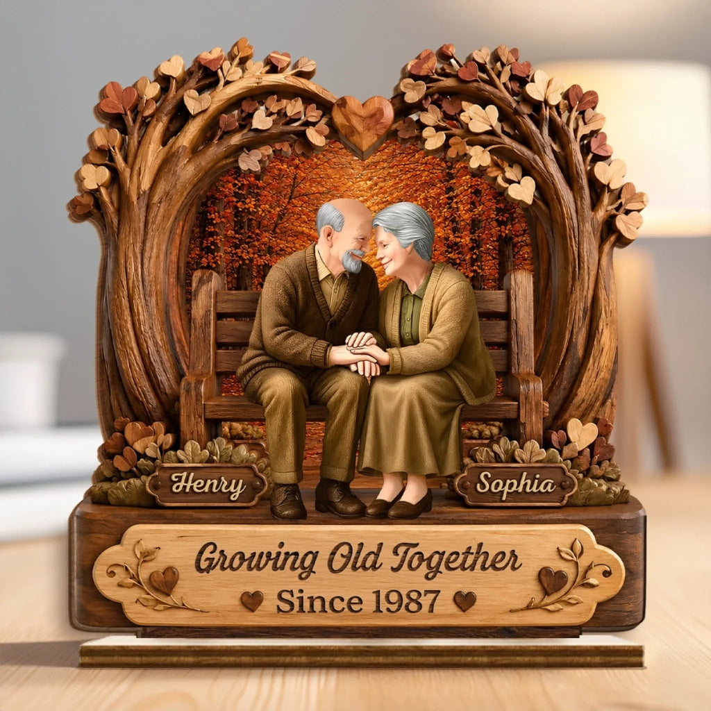 Custom 2-Layered Wooden Plaque - Personalized Anniversary Wedding Gifts For Husband And Wife, Him And Her - Together Through It All