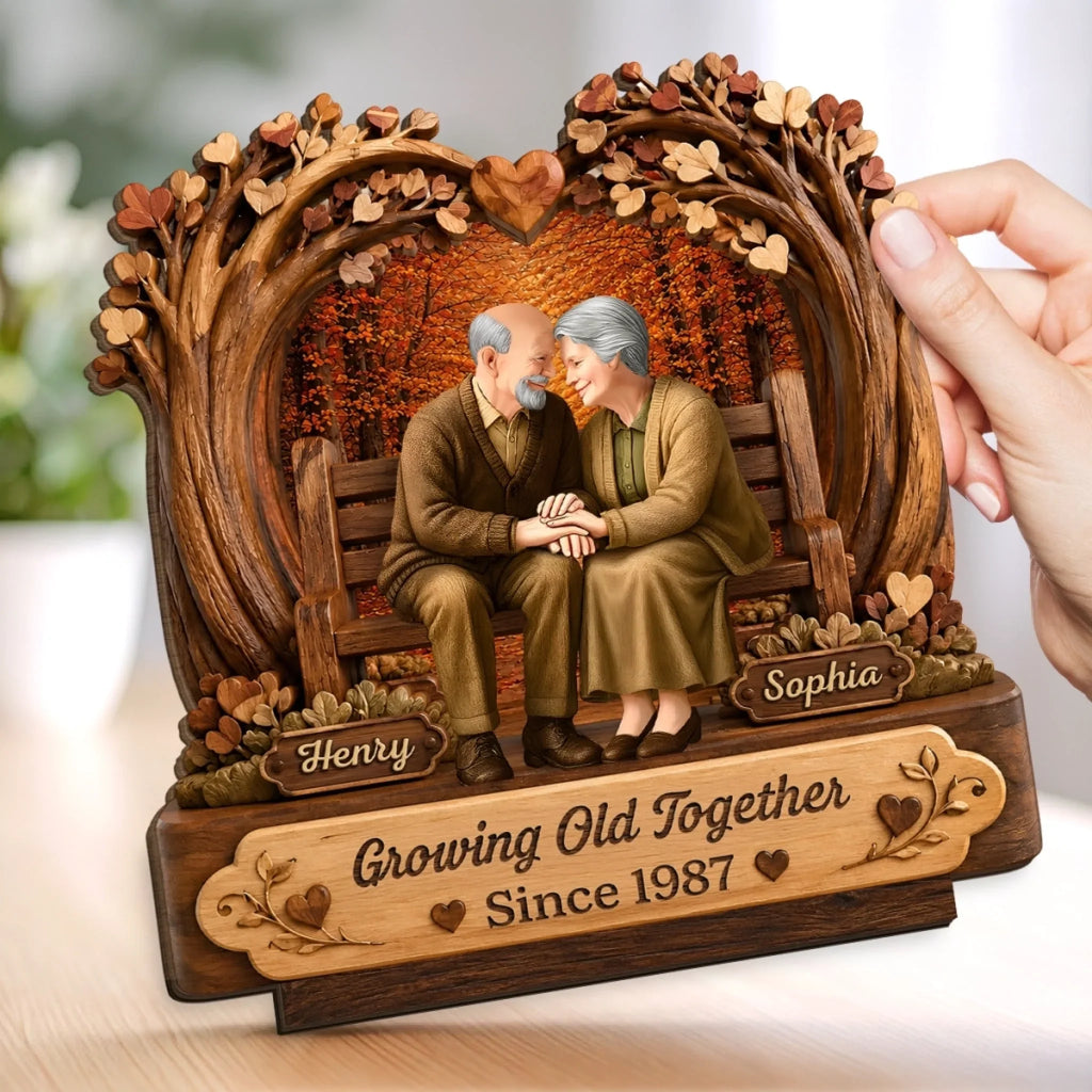 Custom 2-Layered Wooden Plaque - Personalized Anniversary Wedding Gifts For Husband And Wife, Him And Her - Together Through It All