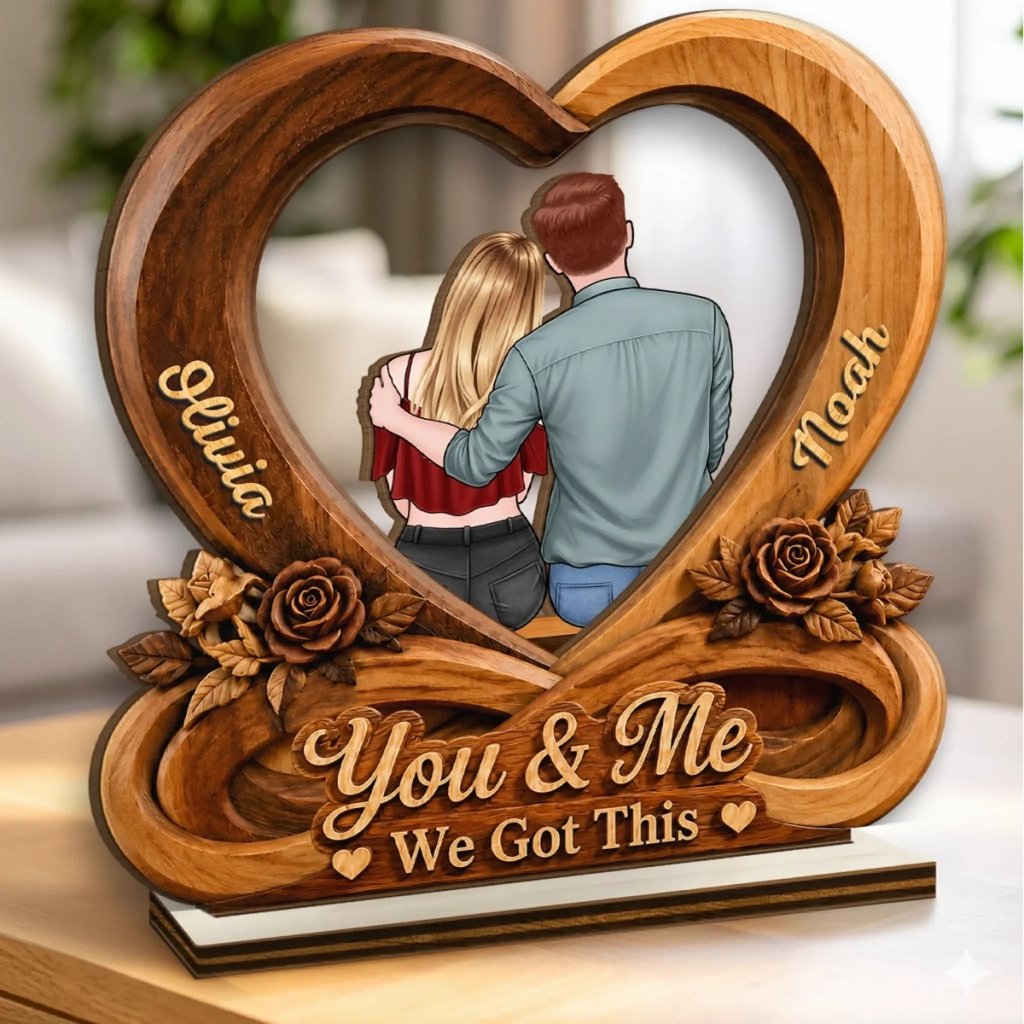 Custom 2-Layered Wooden Plaque - Personalized Anniversary Wedding Gifts For Husband And Wife, Him And Her - You & Me, Always