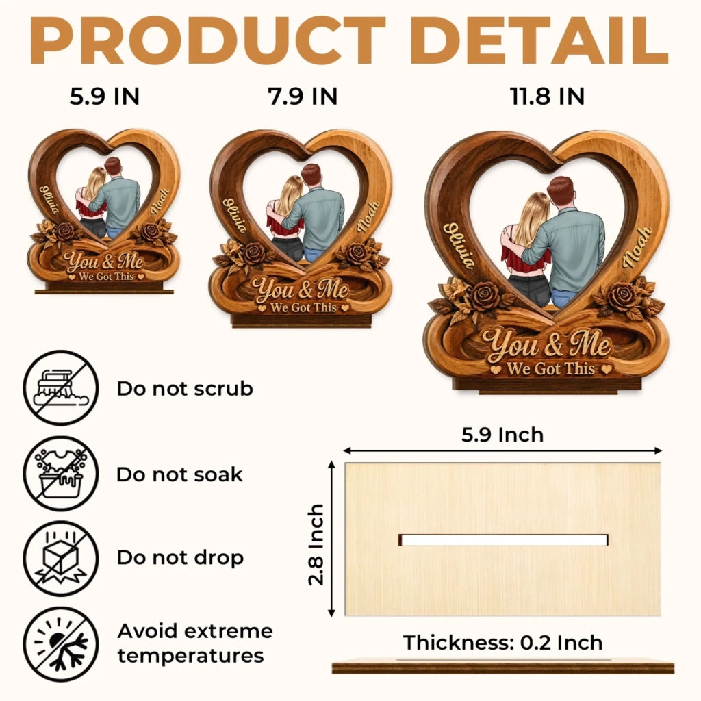Custom 2-Layered Wooden Plaque - Personalized Anniversary Wedding Gifts For Husband And Wife, Him And Her - You & Me, Always