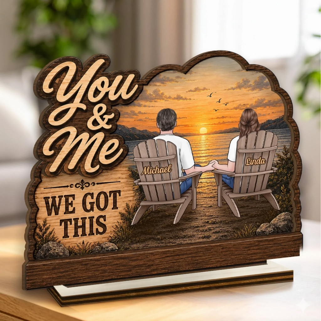 Custom 2-Layered Wooden Plaque - Personalized Anniversary Wedding Gifts For Husband And Wife, Him And Her - Love Built to Last