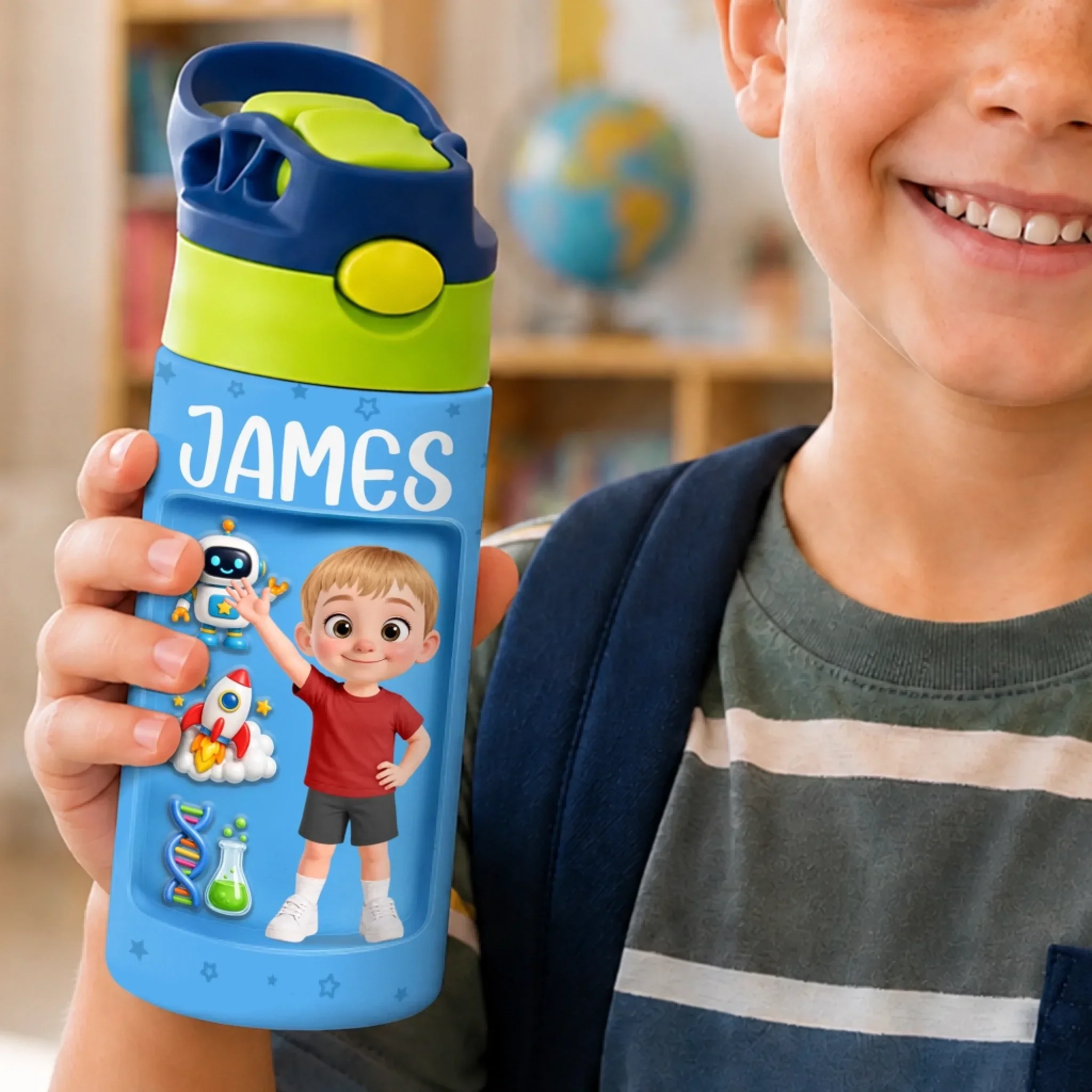 Custom Kids Insulated Water Bottle - Personalized Back To School Gifts For Kids - My Little Adventure Buddy