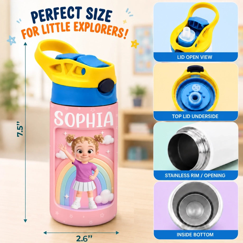 Custom Kids Insulated Water Bottle - Personalized Back To School Gifts For Kids - My Happy Little World