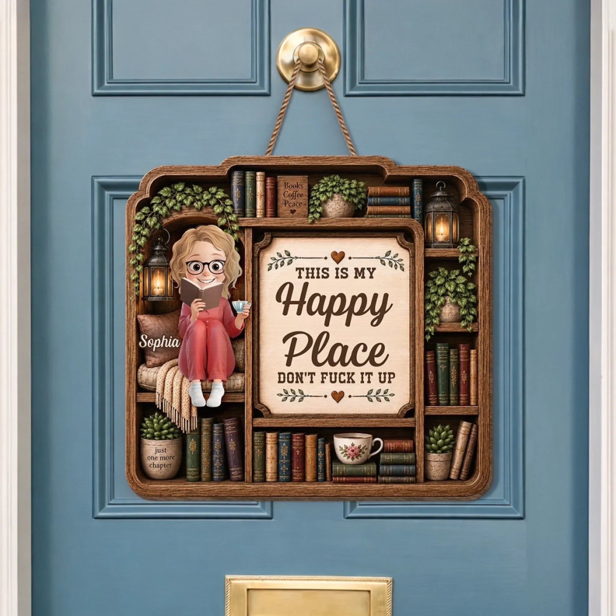 Custom Wood Sign - Personalized Bookish Gifts For Book Lovers, Bookworms, Readers - Just One More Chapter