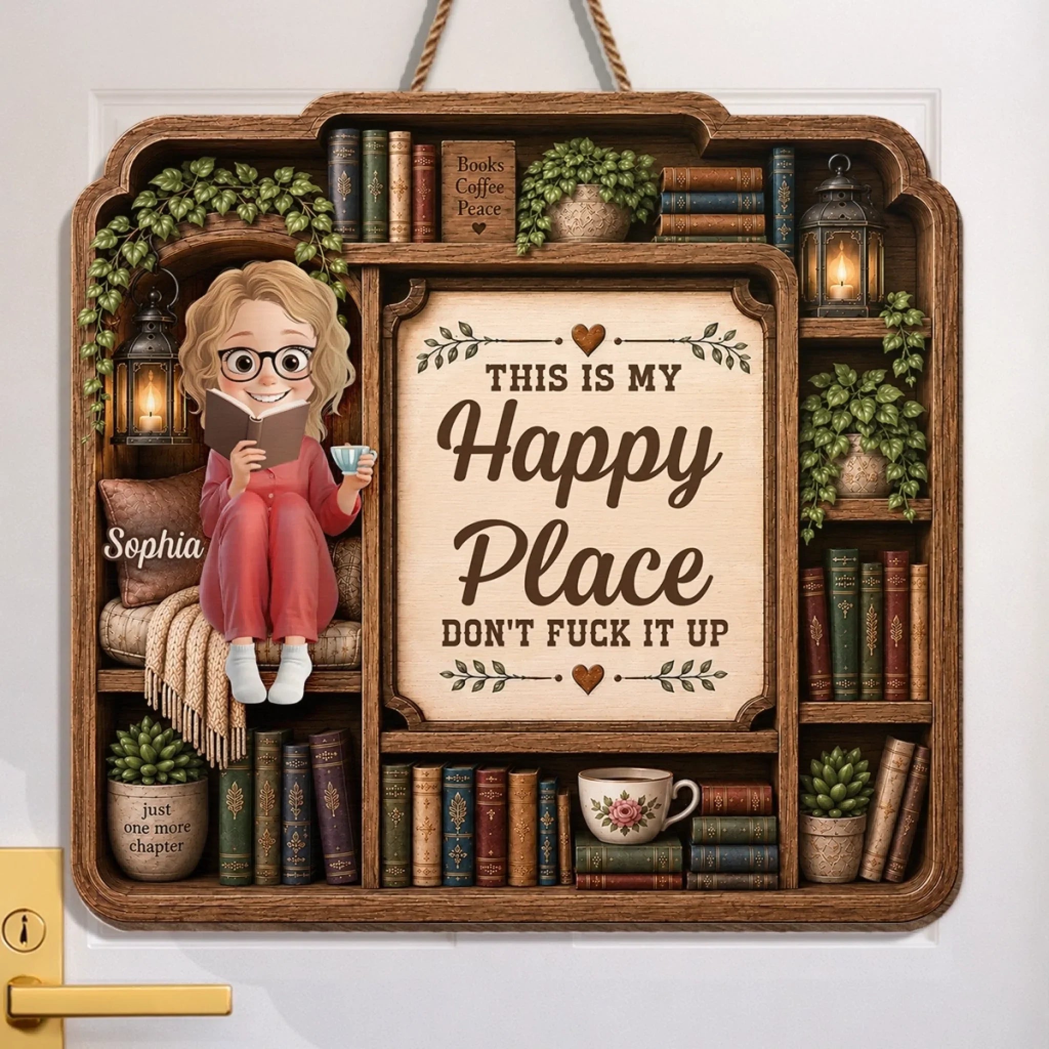Custom Wood Sign - Personalized Bookish Gifts For Book Lovers, Bookworms, Readers - Just One More Chapter