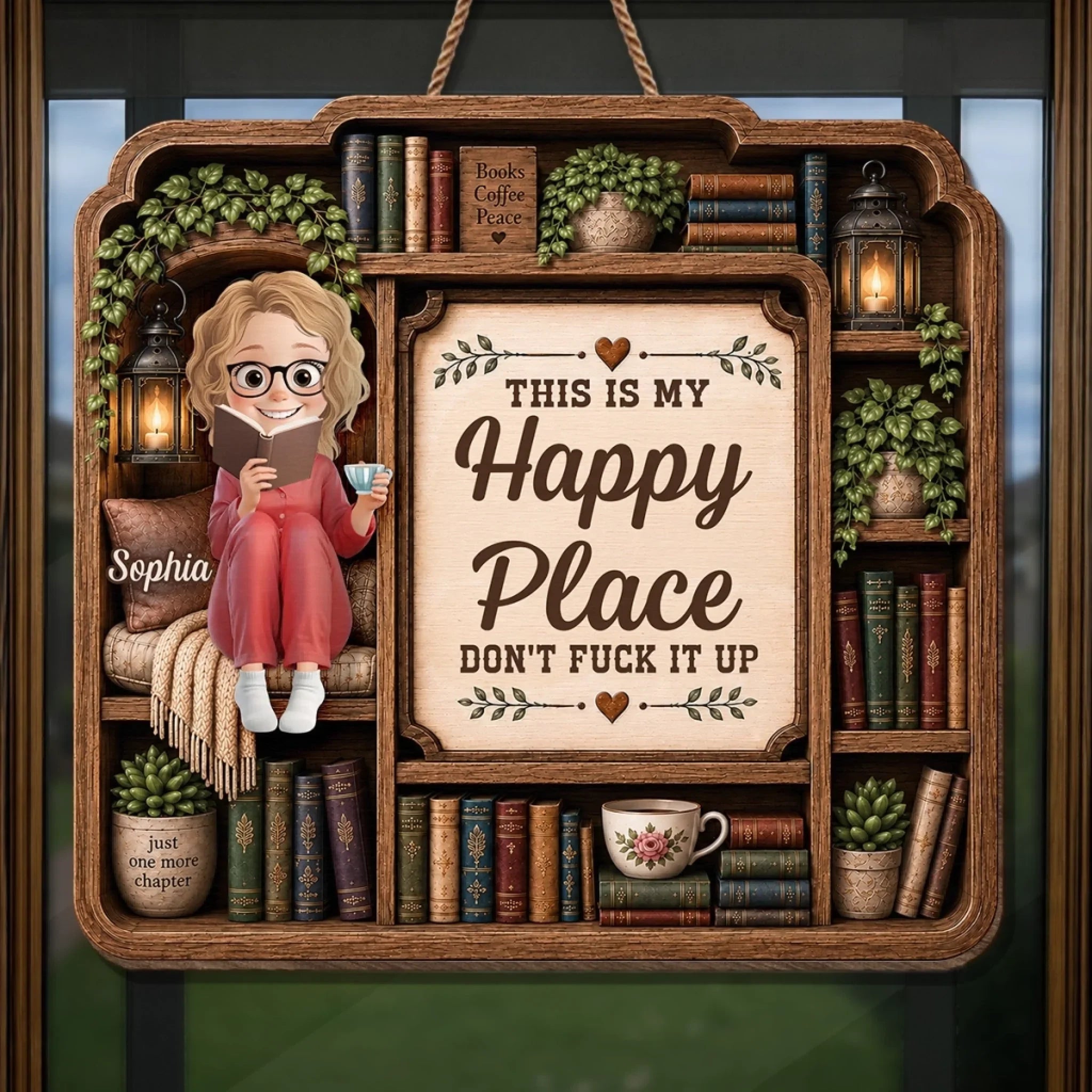 Custom Wood Sign - Personalized Bookish Gifts For Book Lovers, Bookworms, Readers - Just One More Chapter