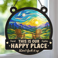Custom Window Hanging Suncatcher Ornament - Personalized Anniversary Wedding Gifts For Husband And Wife, Him And Her - Happy Place
