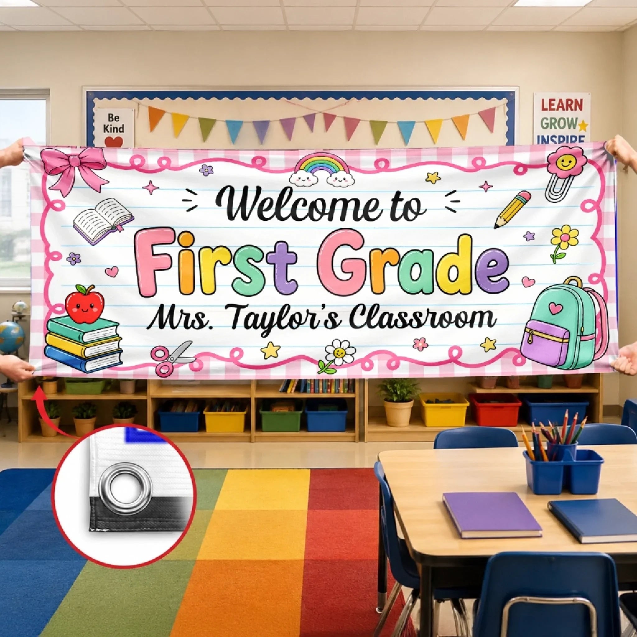 Custom Classroom Decor Banner - Personalized Back To School Gifts For Teachers - Our Happy Place To Learn
